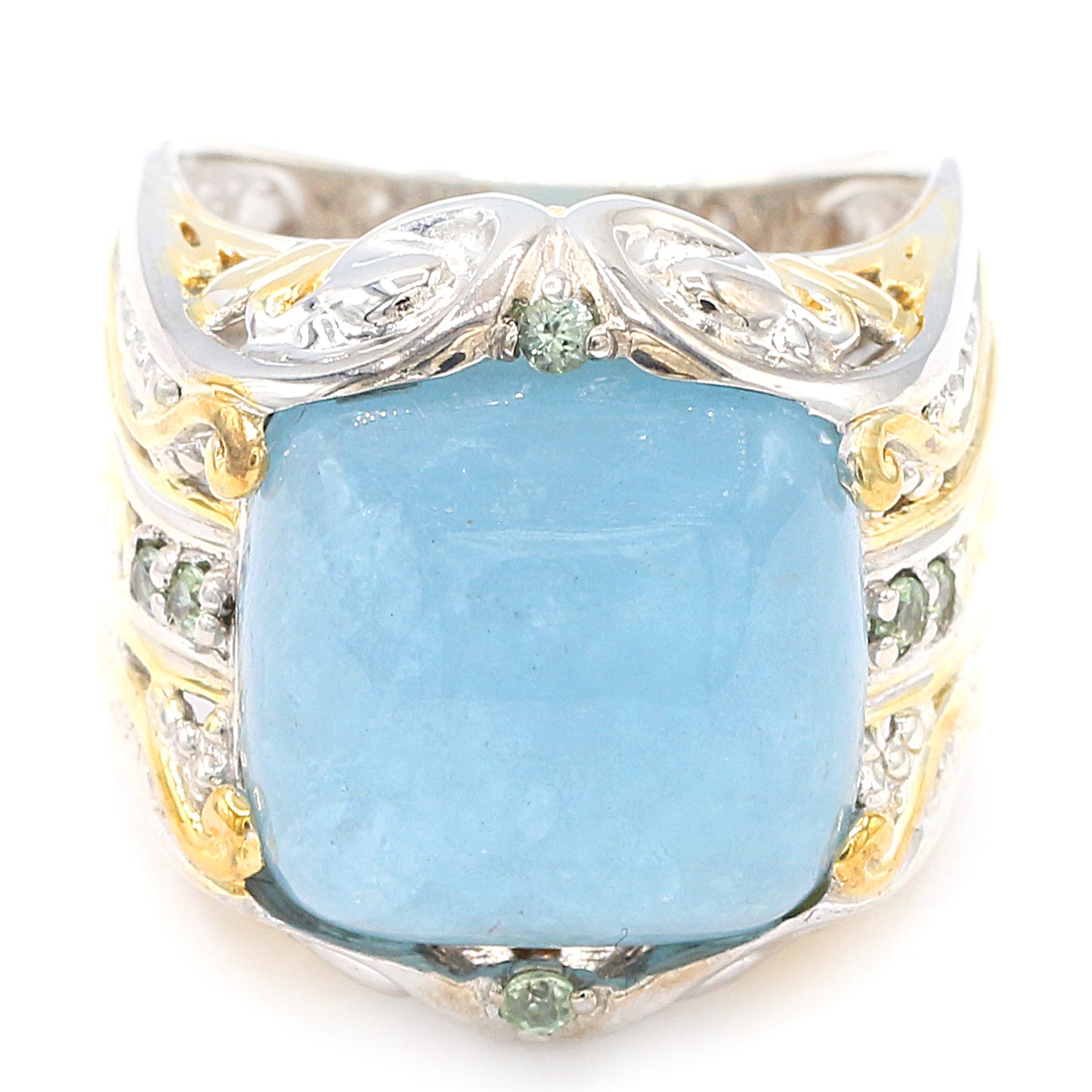 Gems en Vogue Aquamarine & Green Sapphire Ring