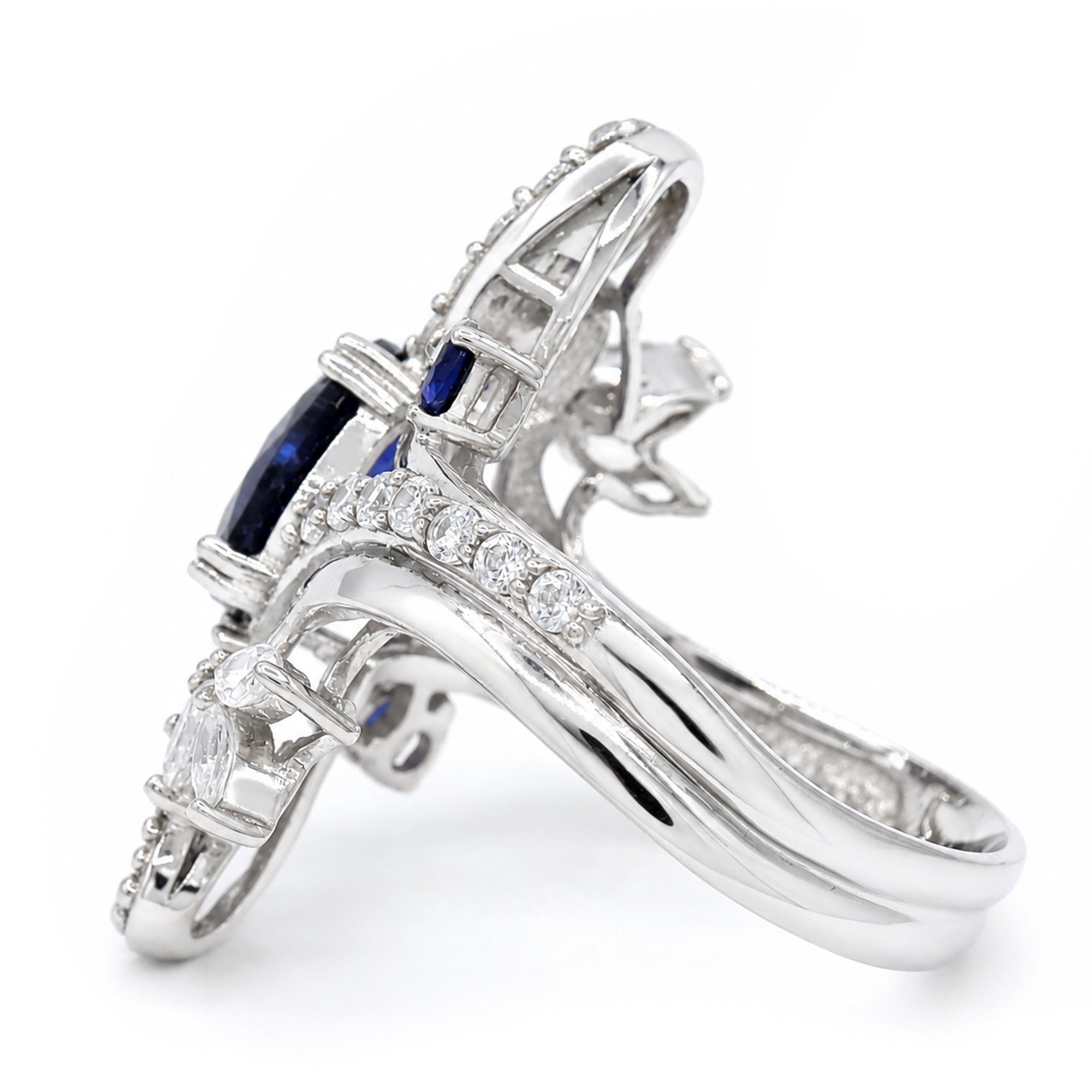 Signity Sterling Silver Created Blue Sapphire & Cubic Zirconia Ring CANNOT BE RESIZED