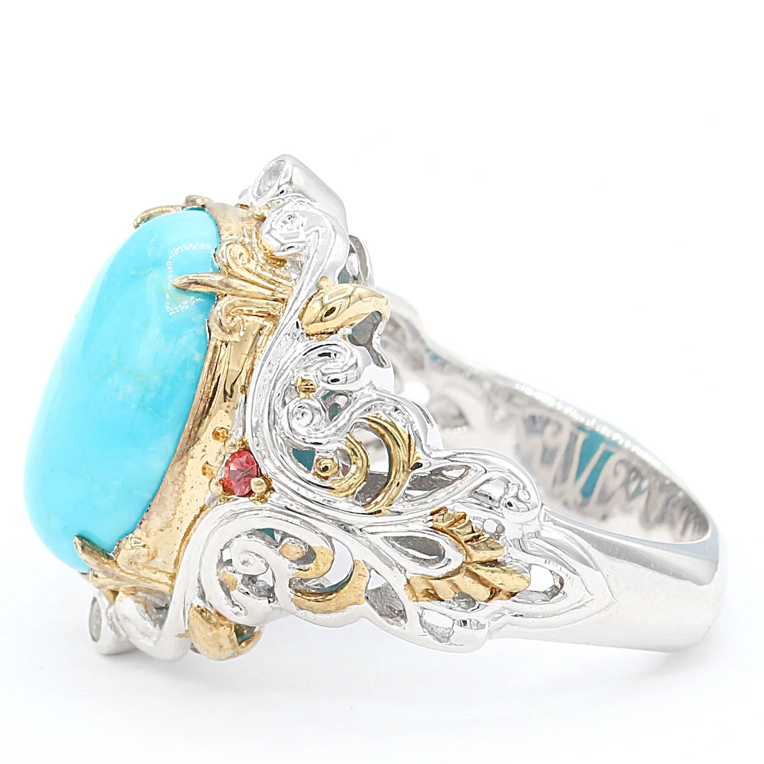 Gems en Vogue One-of-a-kind Kingman Turquoise & Sapphire Ring