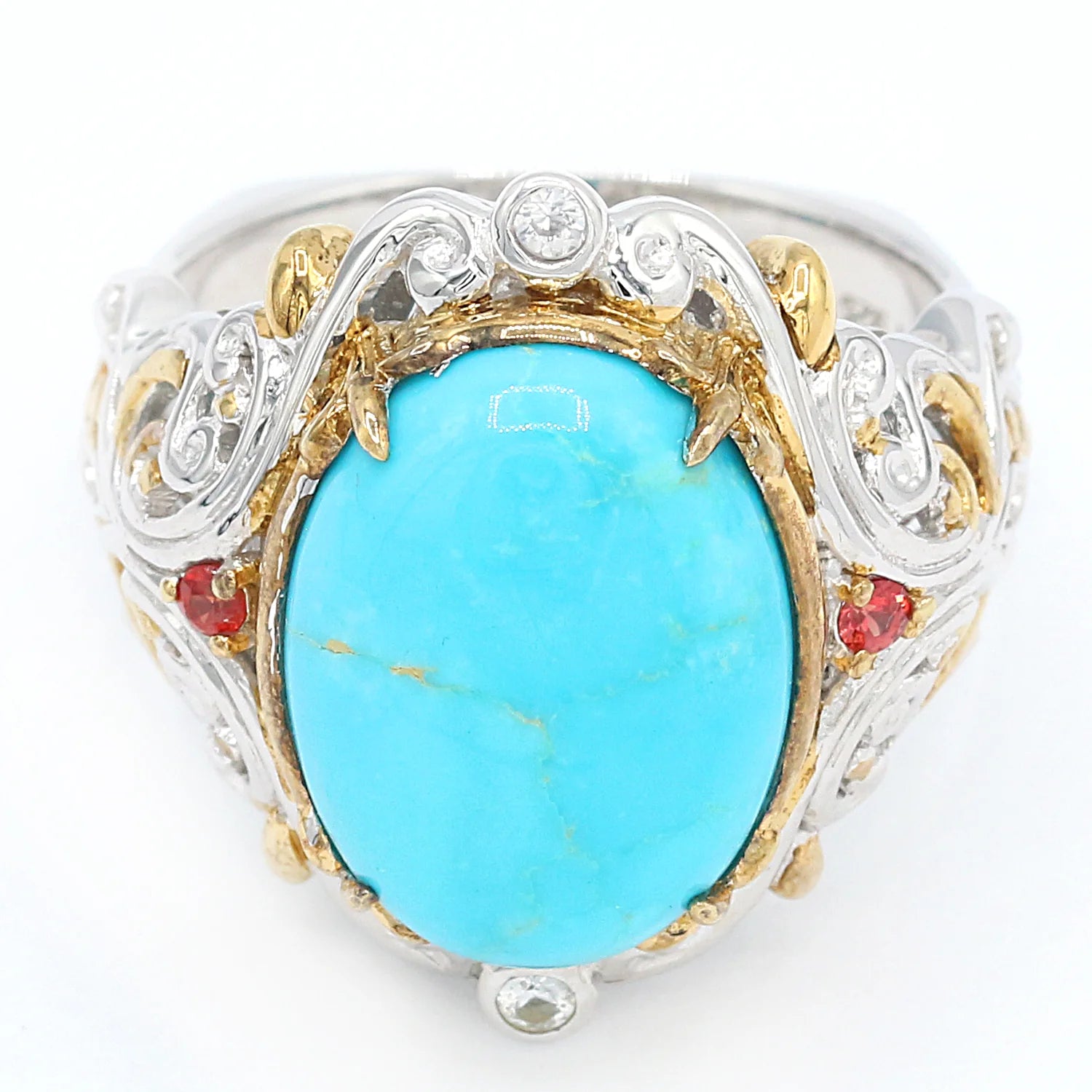 Gems en Vogue One-of-a-kind Kingman Turquoise & Sapphire Ring