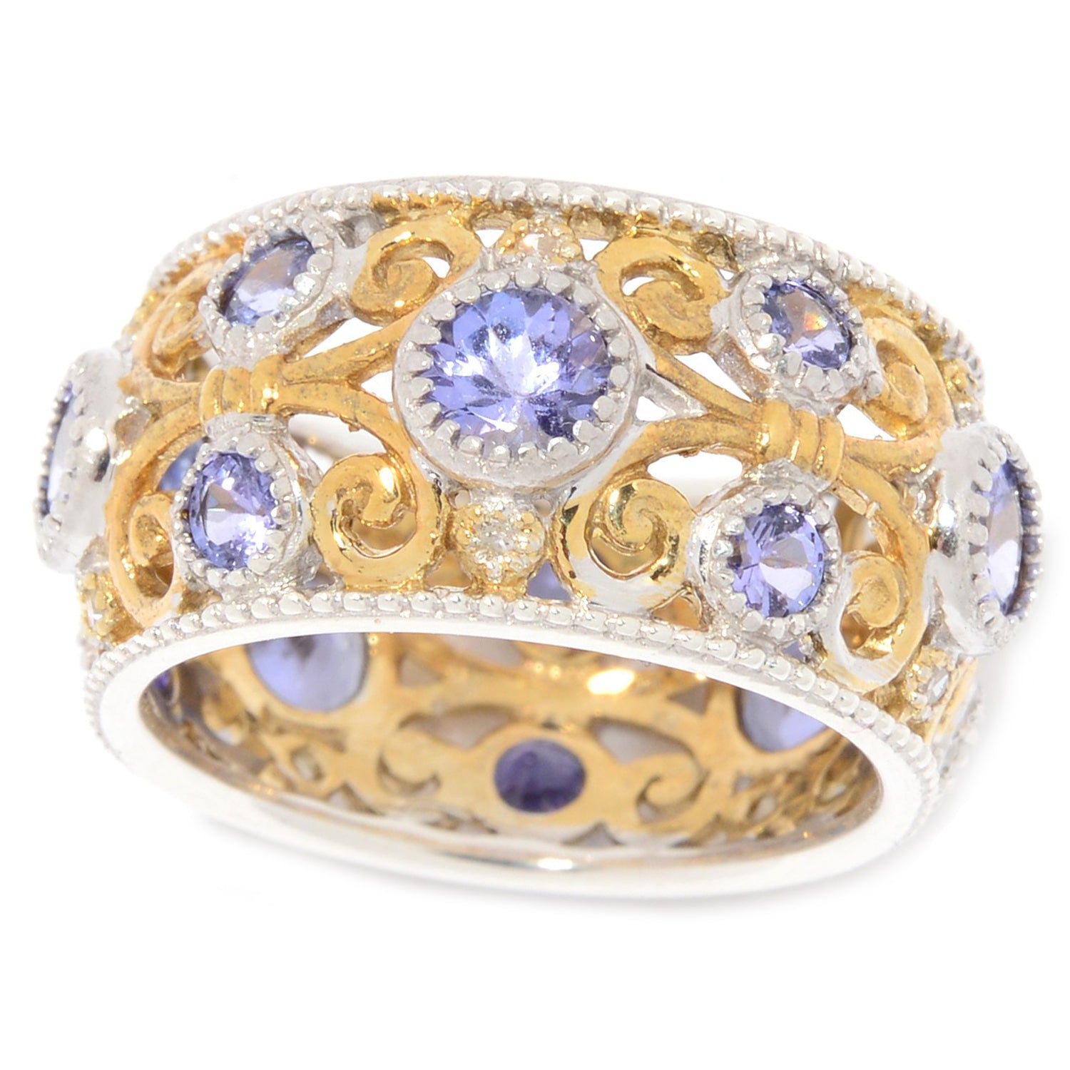 Gems en Vogue 2.25ctw Tanzanite & Diamond Band Eternity Ring