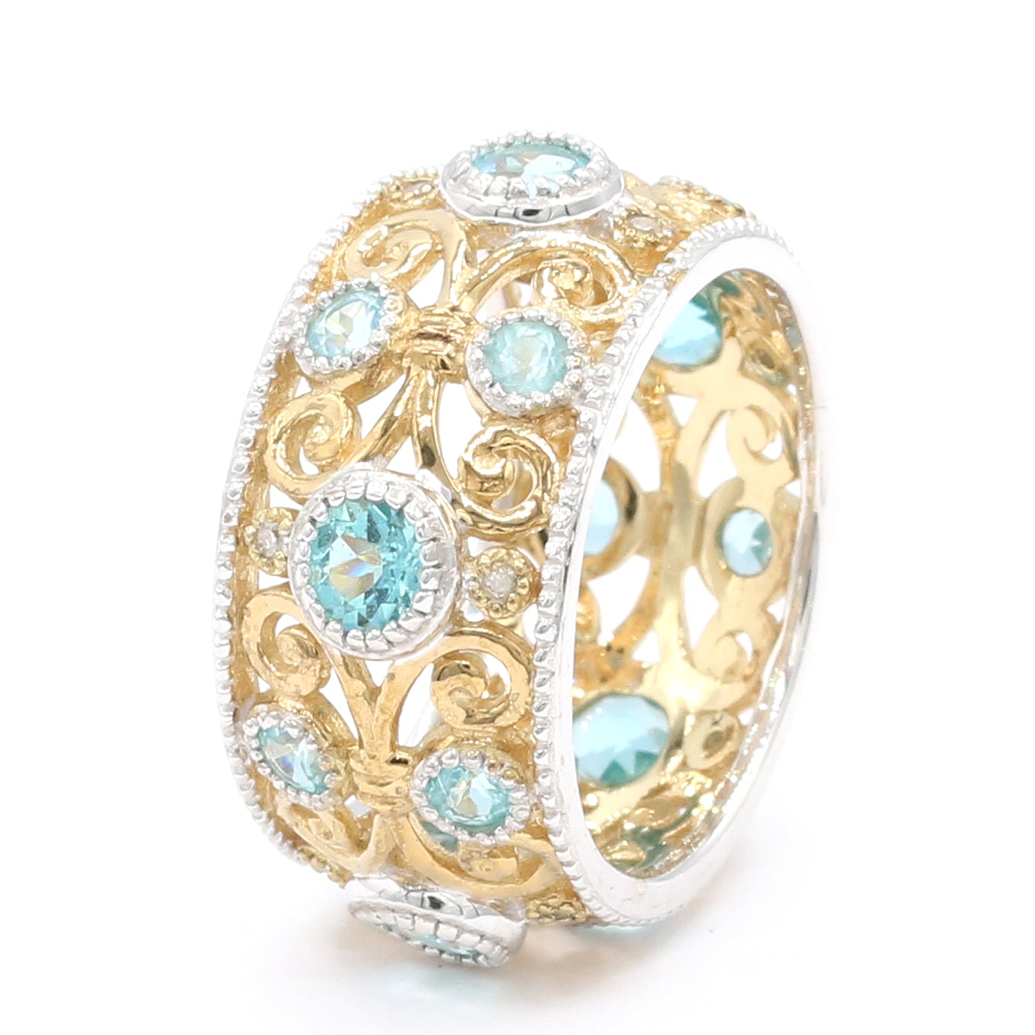 Gems en Vogue 1.70ctw Apatite & Diamond Band Eternity Ring