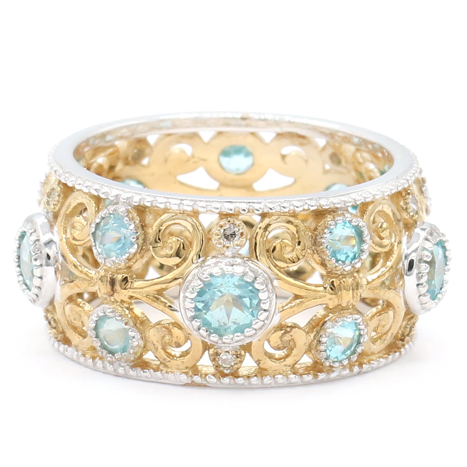 Gems en Vogue 1.70ctw Apatite & Diamond Band Eternity Ring