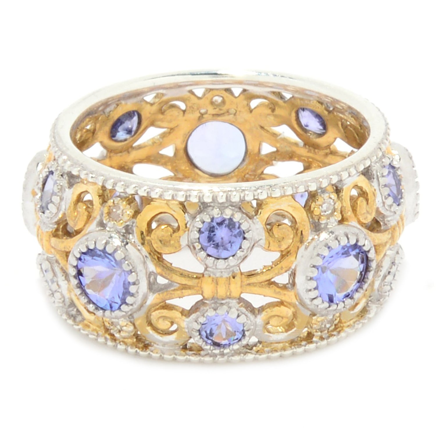 Gems en Vogue 2.25ctw Tanzanite & Diamond Band Eternity Ring