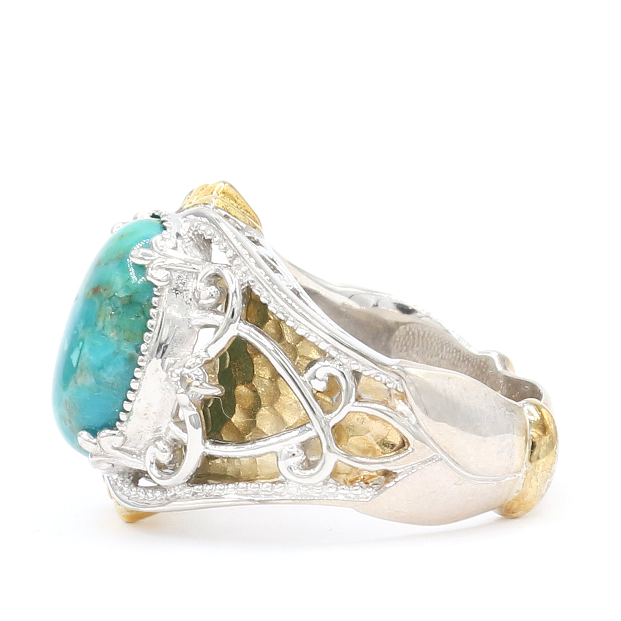 Gems en Vogue 24K Palladium Silver Chrysocolla & White Sapphire Ring