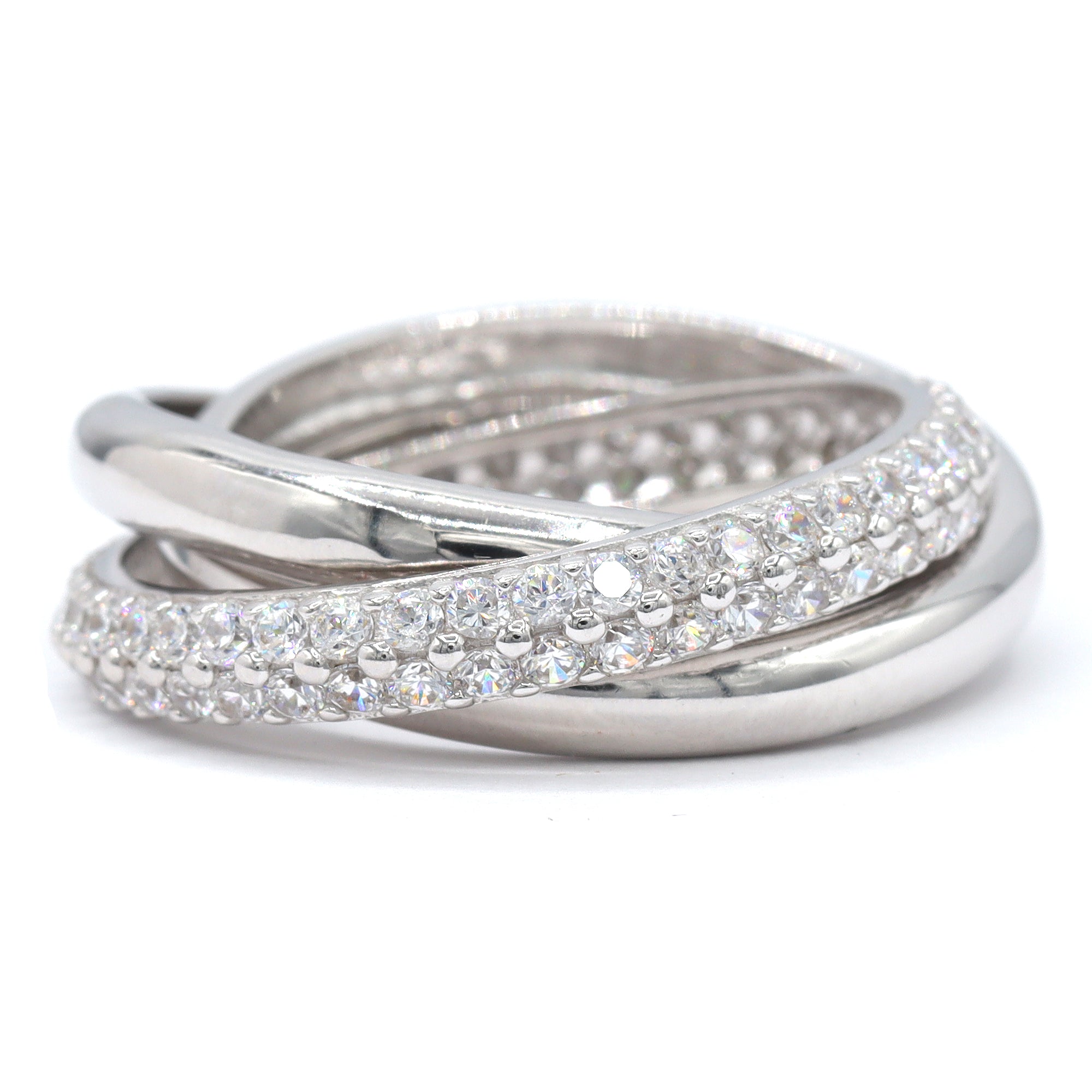 Bague Signity en argent sterling avec oxydes de zirconium ronds et baguettes - NE PEUT PAS ÊTRE REDIMENSIONNÉE.
