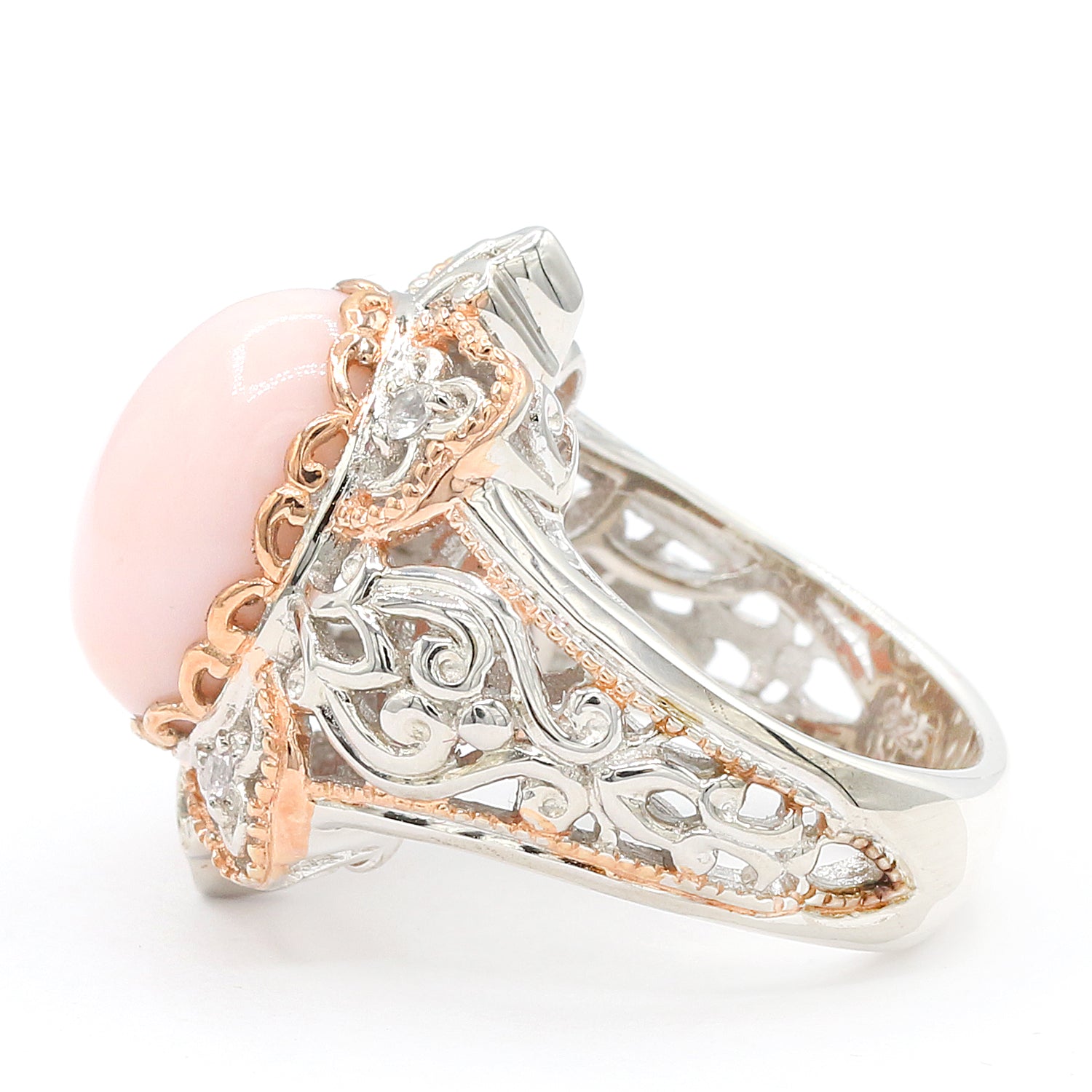Gems en Vogue Pink Opal & White Sapphire Ring