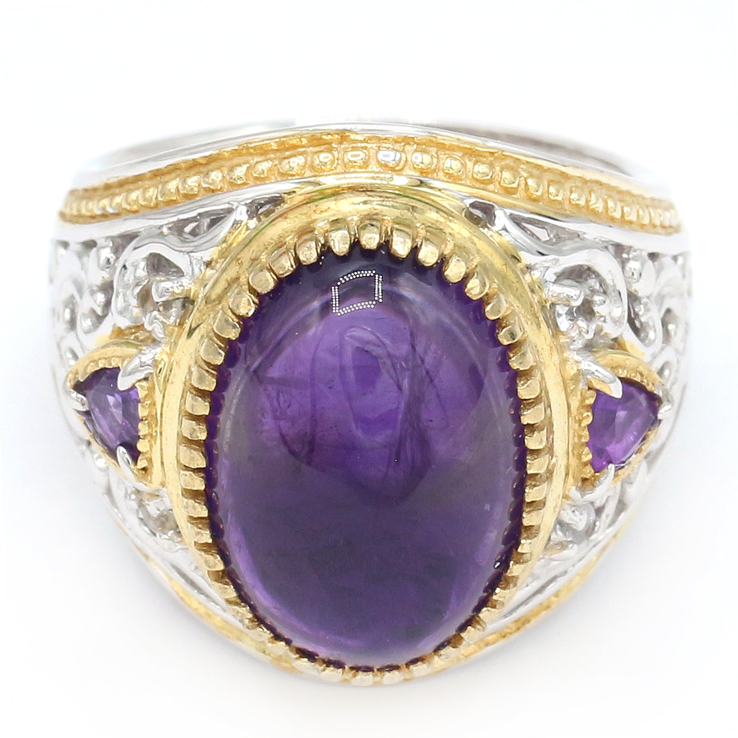 Gems en Vogue Amethyst Cabochon & White Sapphire Ring