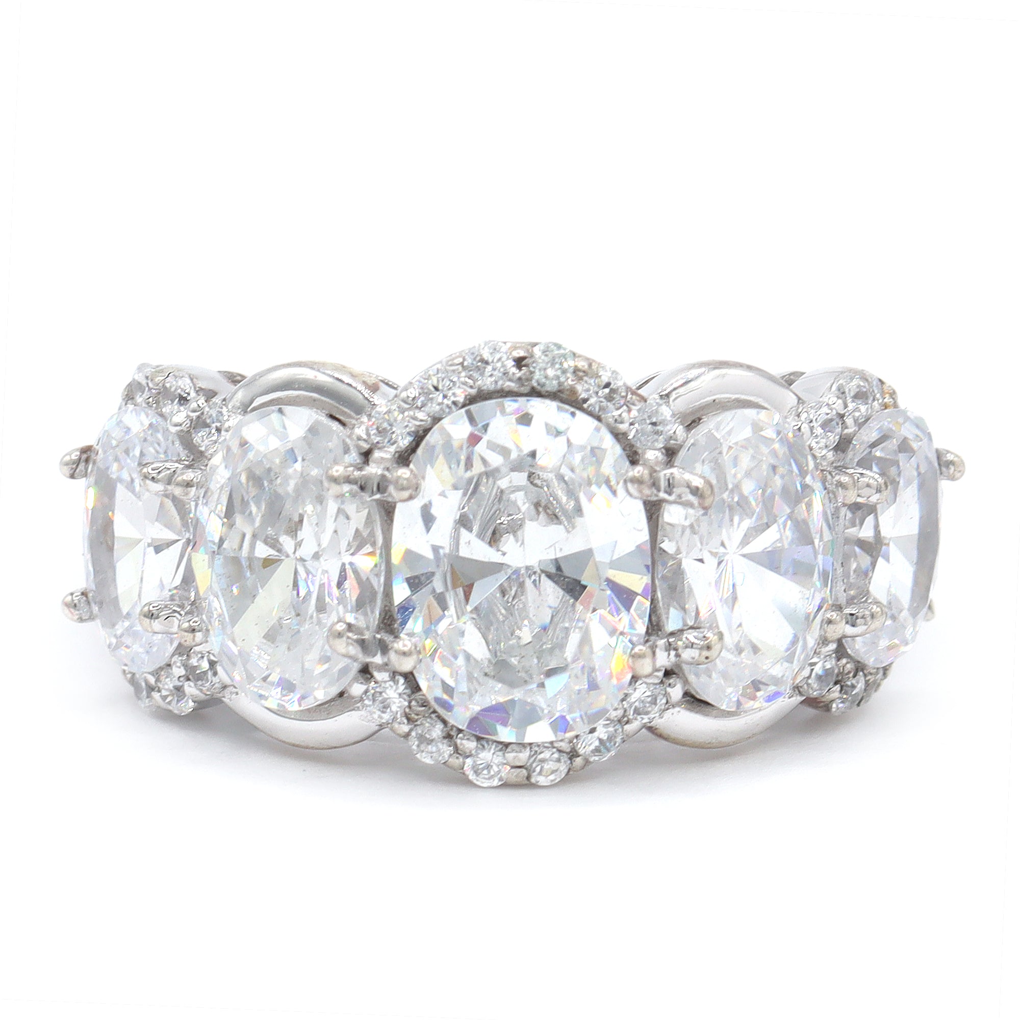 Signity Sterling Silver Cubic Zirconia Five Stone Ring CANNOT BE RESIZED