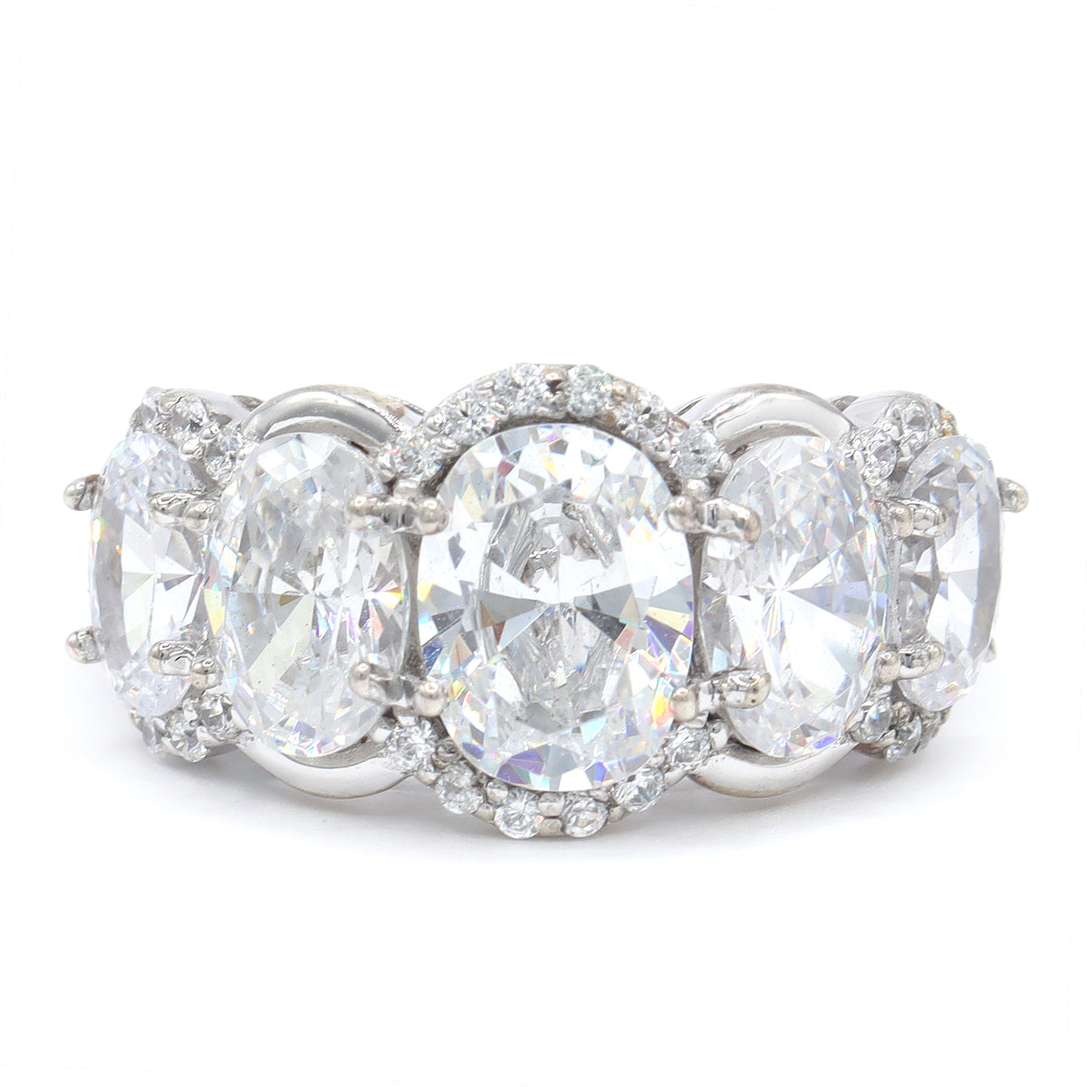 Signity Sterling Silver Cubic Zirconia Five Stone Ring CANNOT BE RESIZ