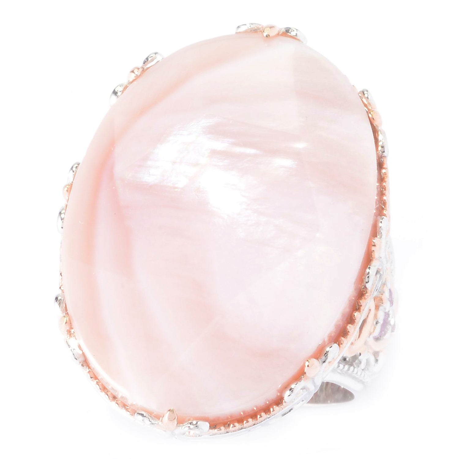 Gems en Vogue Pink Mother-of-Pearl Doublet & Pink Sapphire Ring