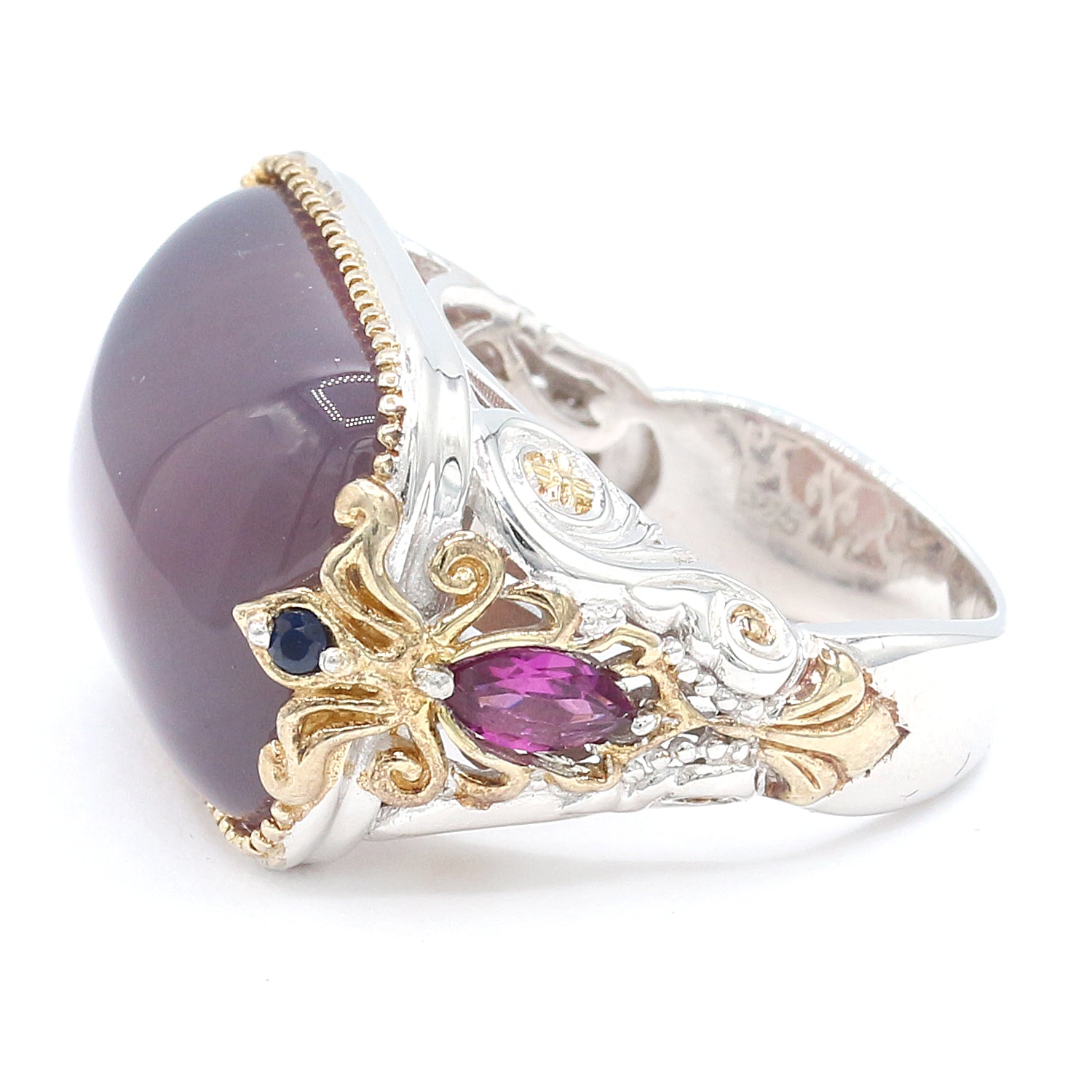 Gems en Vogue Purple Chalcedony, Rhodolite Garnet & Blue Sapphire Ring