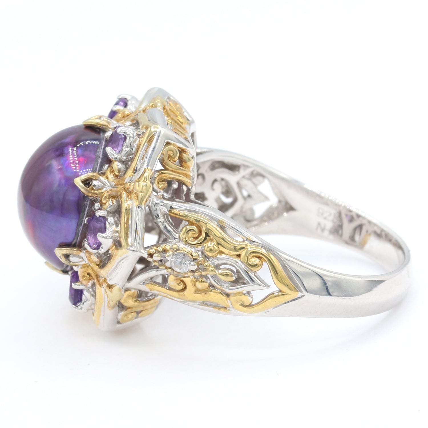 Gems en Vogue 8.16ctw Ametista Amethyst & White Sapphire Ring