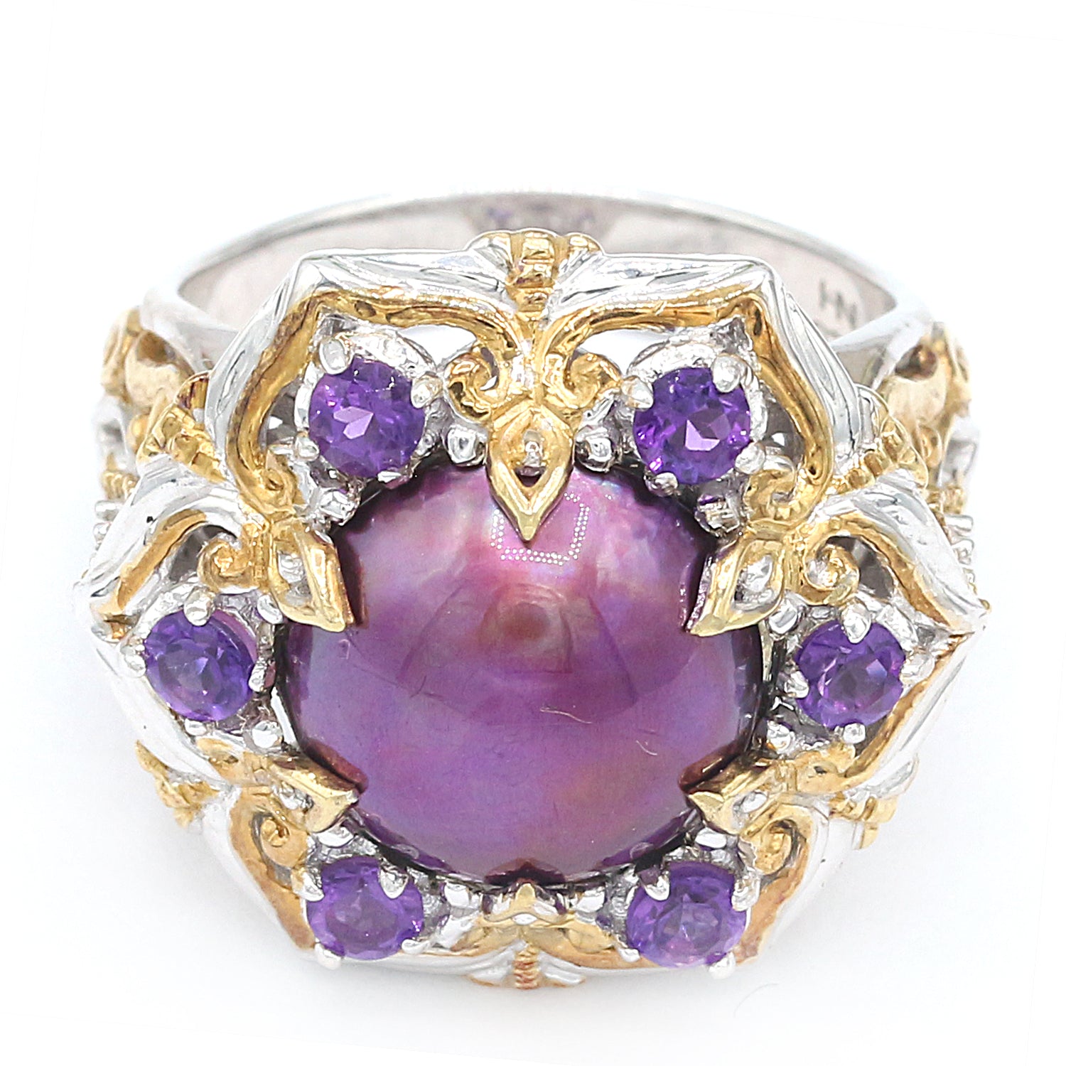 Gems en Vogue 8.16ctw Ametista Amethyst & White Sapphire Ring