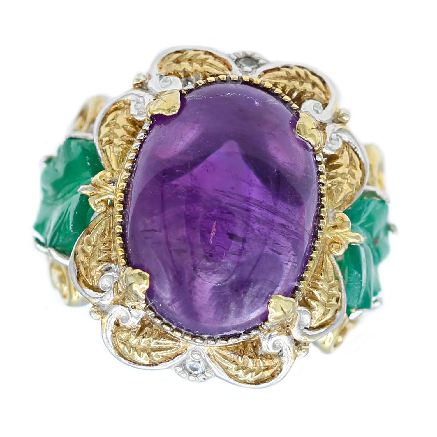 Gems en Vogue 8.09ctw Amethyst & Green Chalcedony Ring