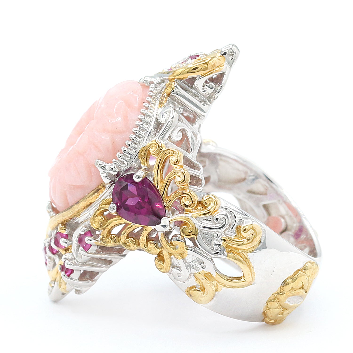 Gems en Vogue Pink Opal, Rhodolite & Pink Sapphire Butterfly & Flower Ring