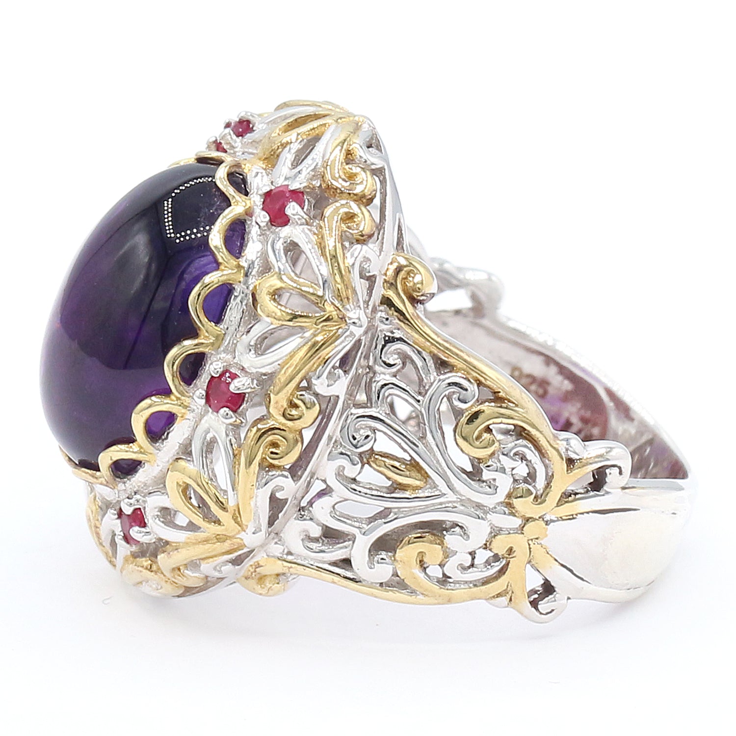 Gems en Vogue Amethyst Cabochon & Ruby Ring