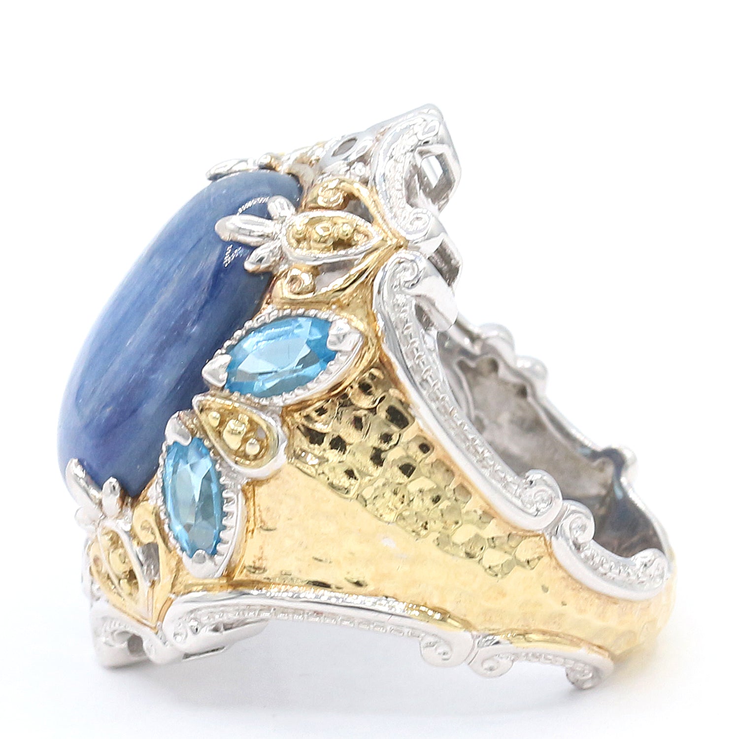 Gems en Vogue Kyanite, Swiss Blue Topaz & White Sapphire Ring