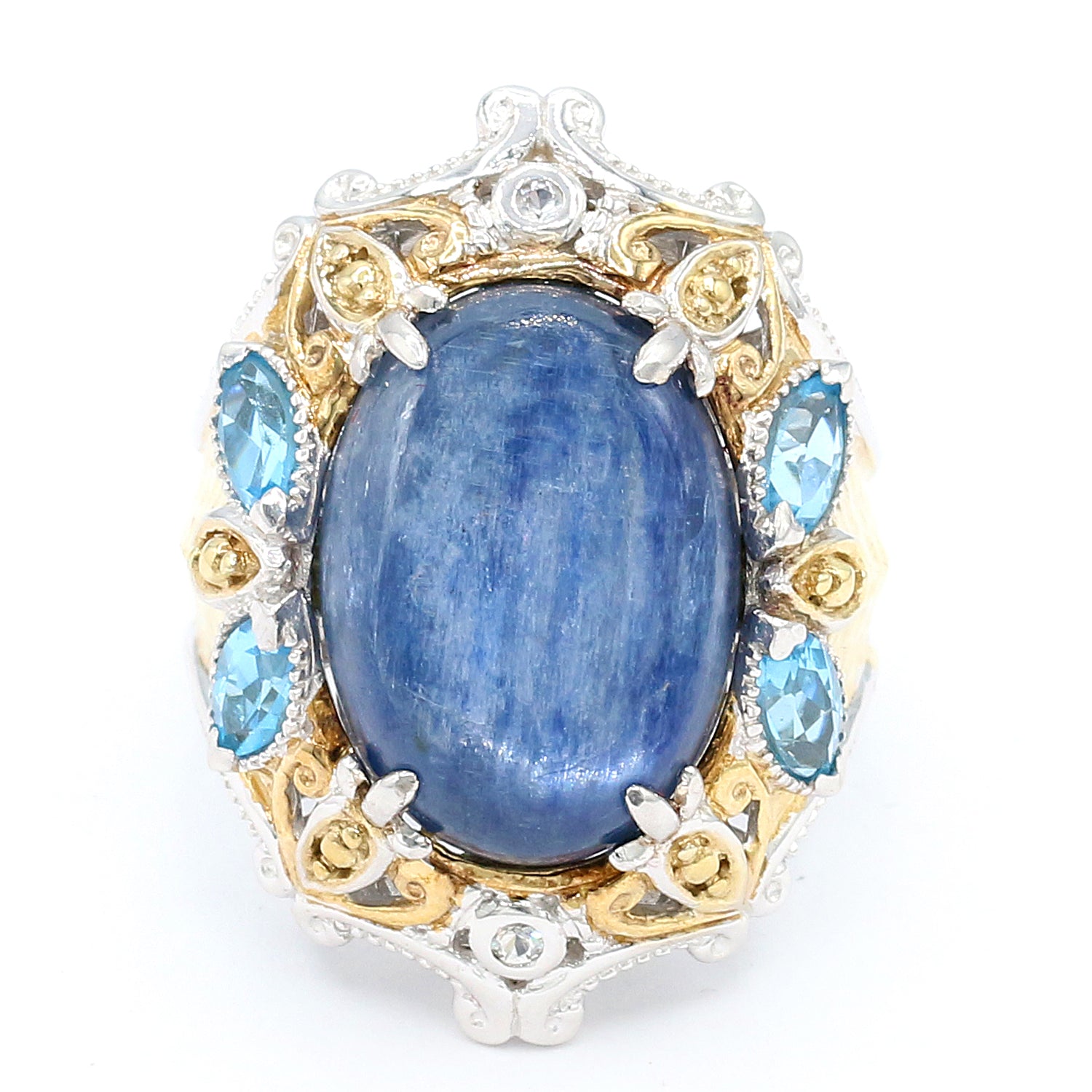 Gems en Vogue Kyanite, Swiss Blue Topaz & White Sapphire Ring