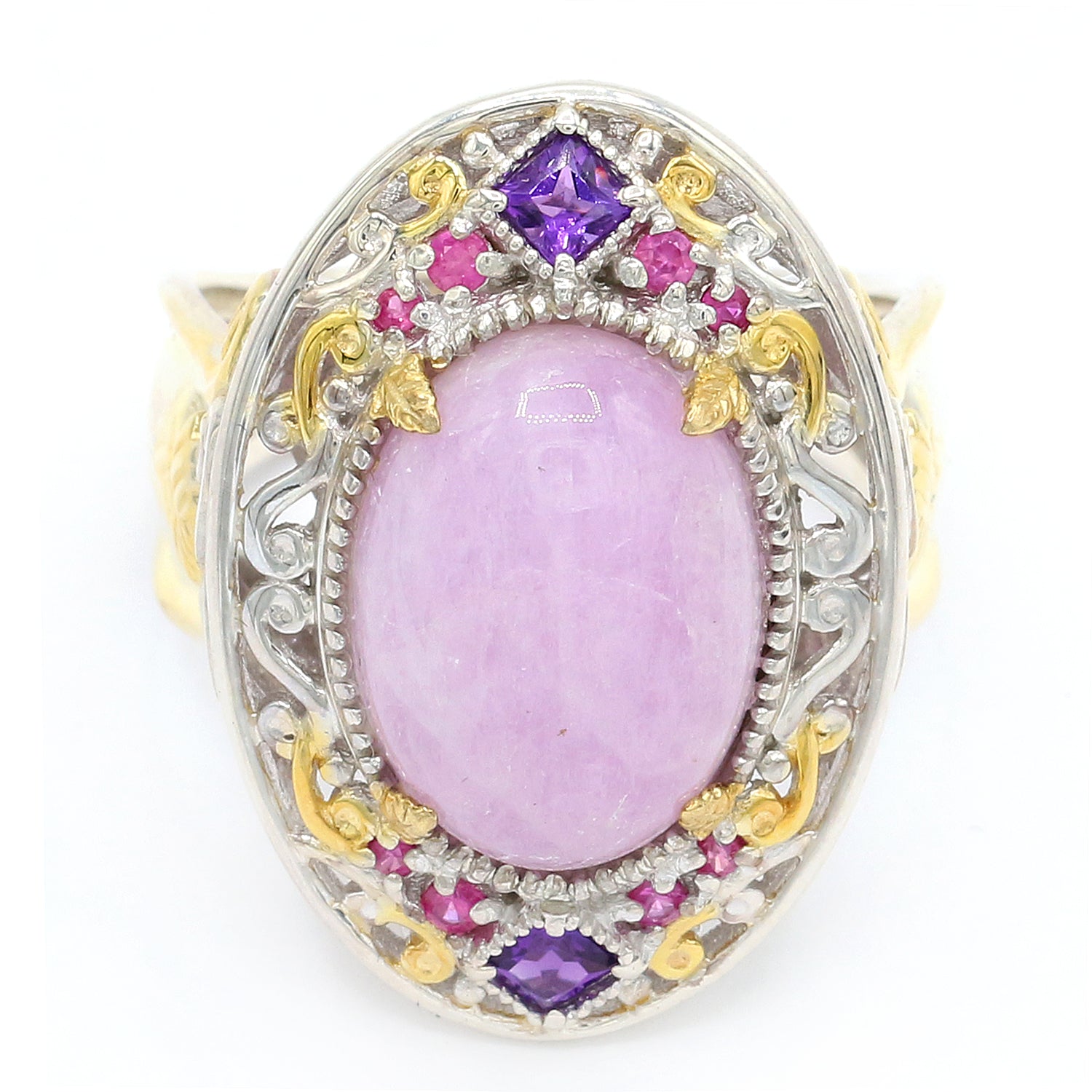 Gems en Vogue Kunzite Cabochon, Pink Sapphire & Amethyst Ring