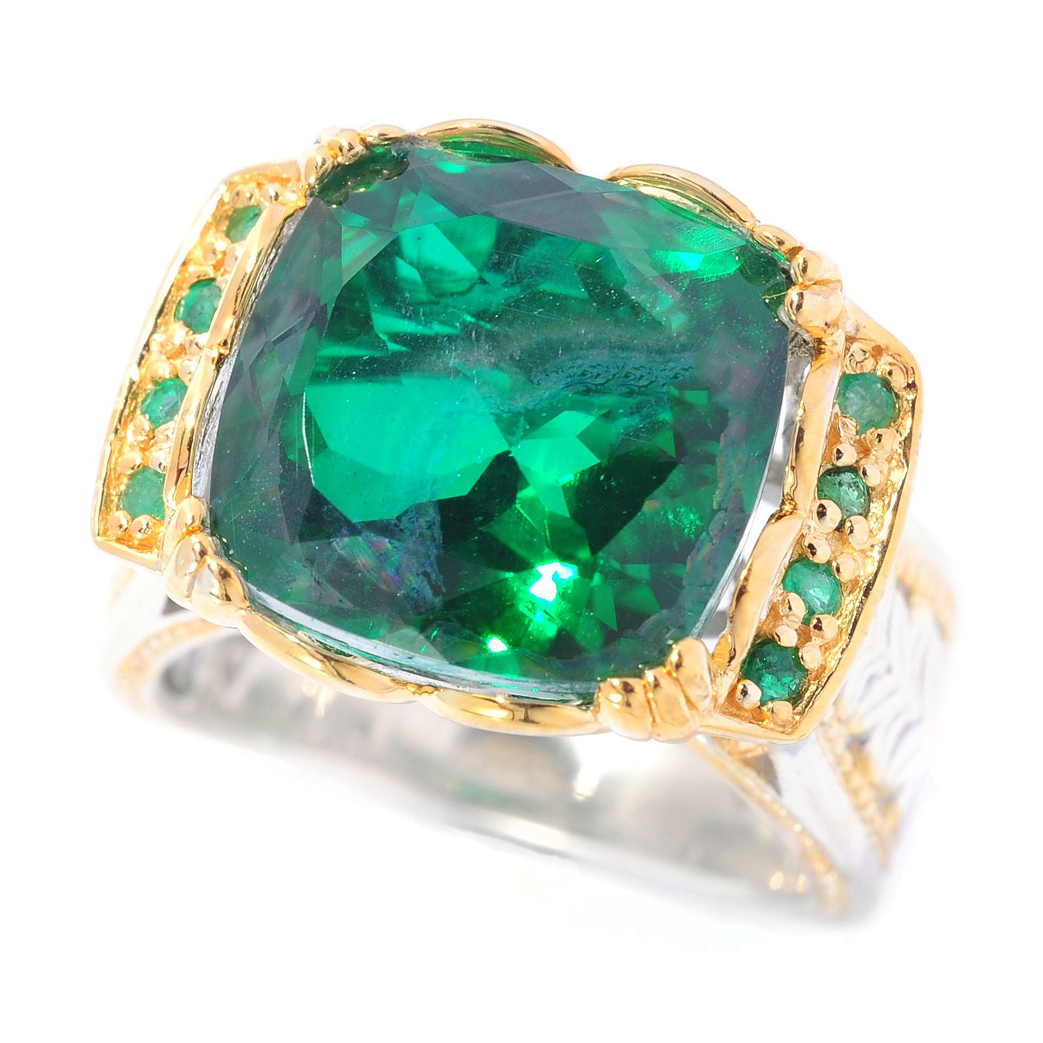 Gems en Vogue Choice of Color Quartz Doublet & Emerald/Ruby Ring