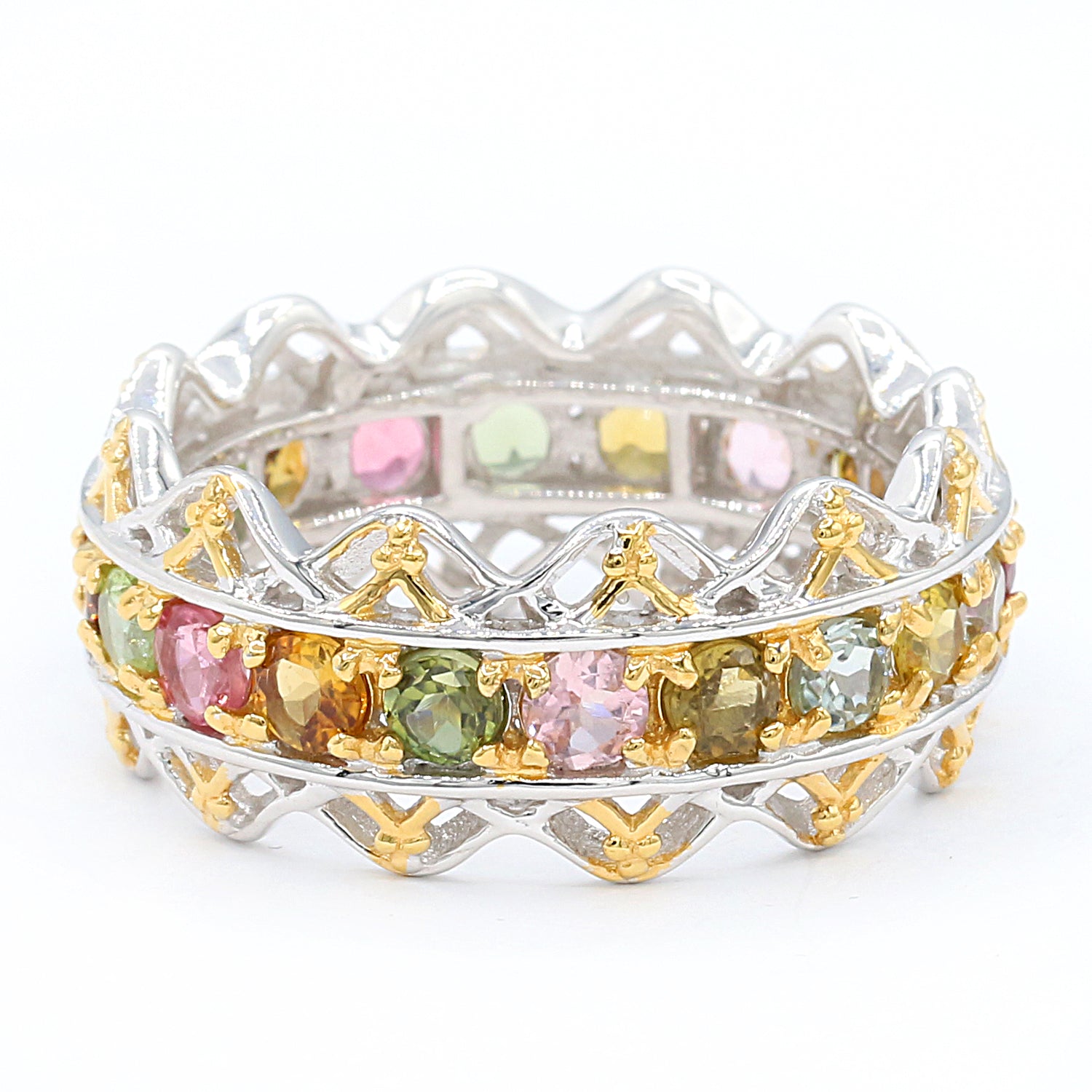 Gems en Vogue 3.42ctw Multi Tourmaline Band Eternity Ring