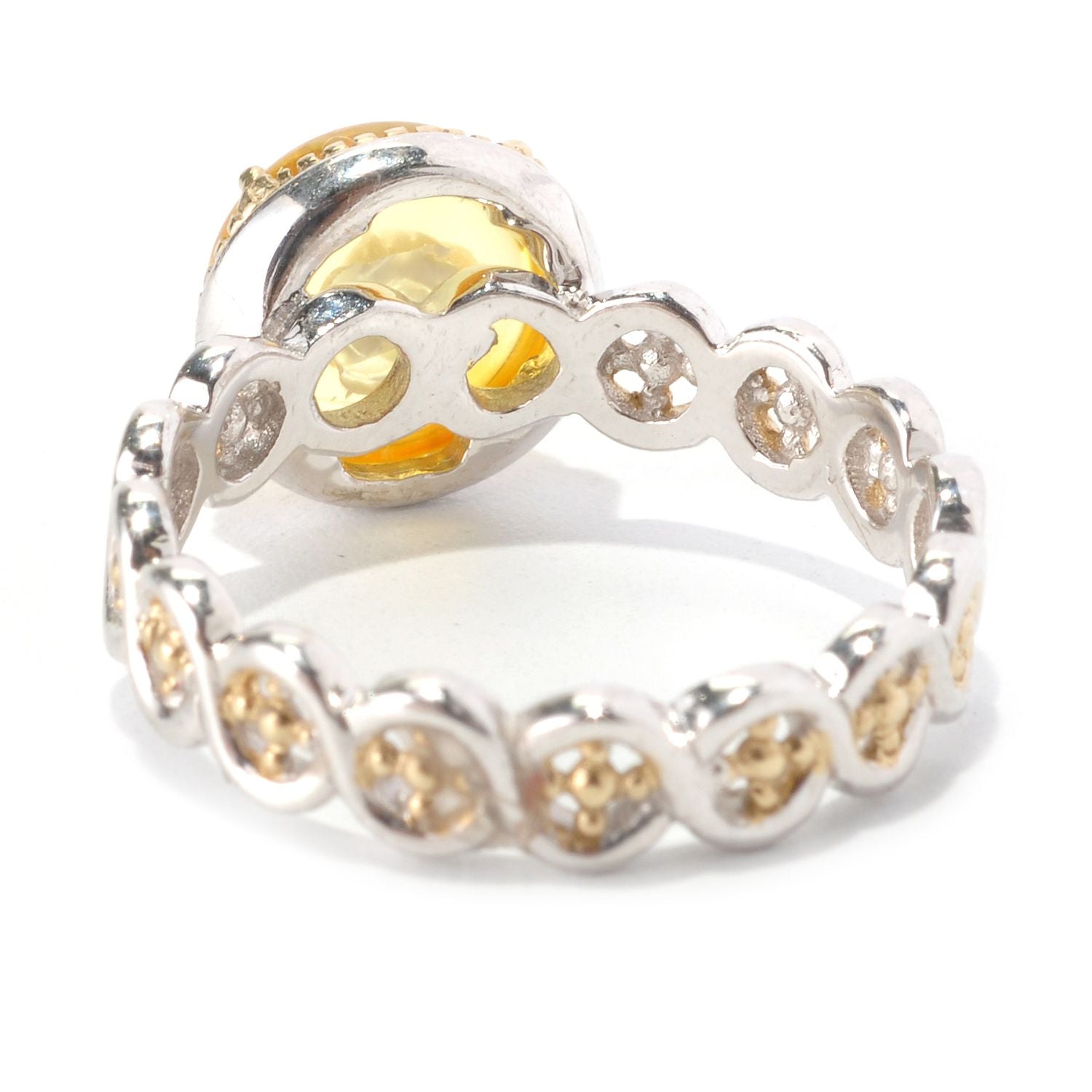 Gems en Vogue 24K Palladium Silver Carved Amber Rose Flower Ring