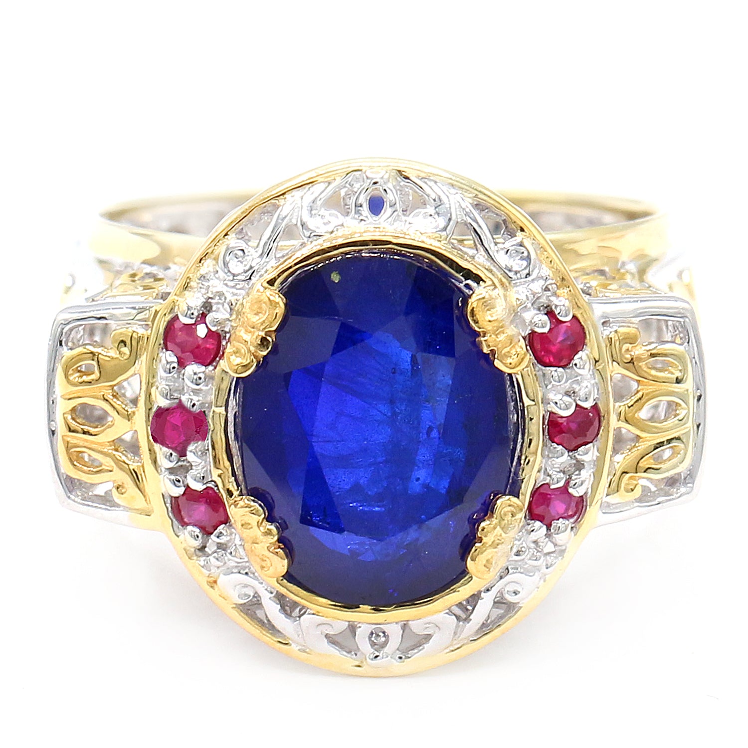 Limited Edition Gems en Vogue 5.74ctw Cobalt Blue Spinel & Ruby Ring