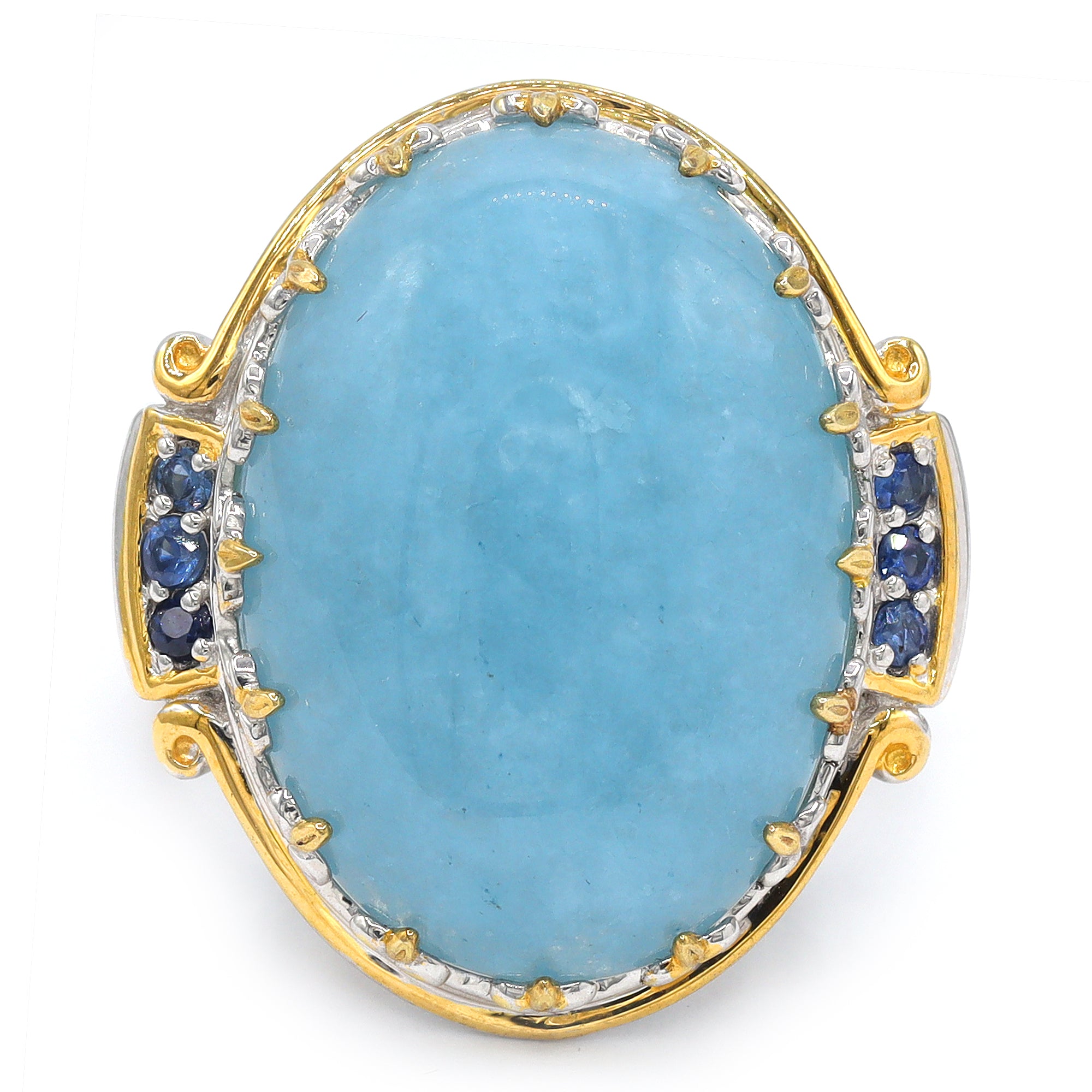 Bague Gems en Vogue en aigue-marine laiteuse et saphir bleu