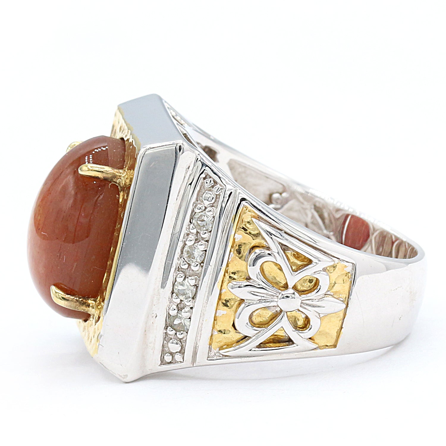 Gems en Vogue Sunstone & White Sapphire Ring