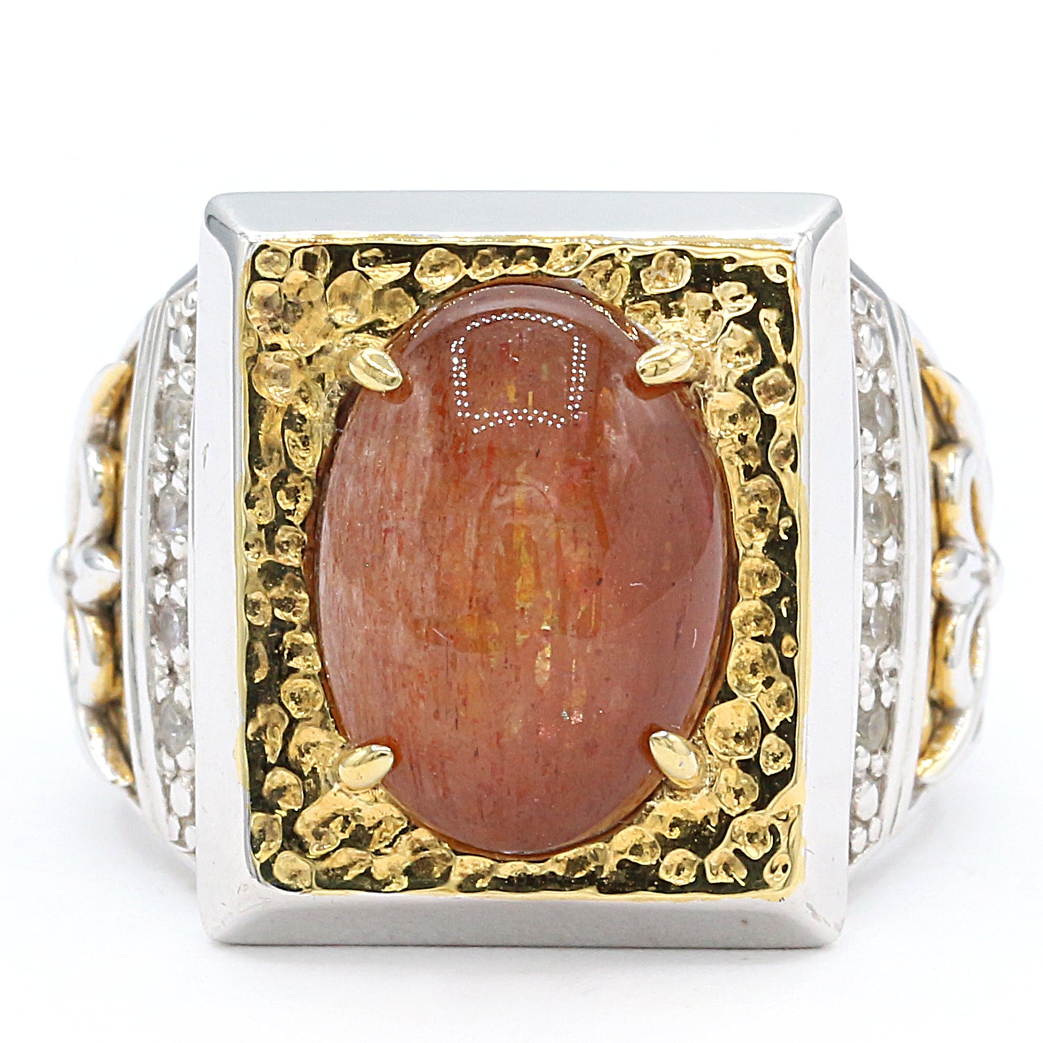 Gems en Vogue Sunstone & White Sapphire Ring