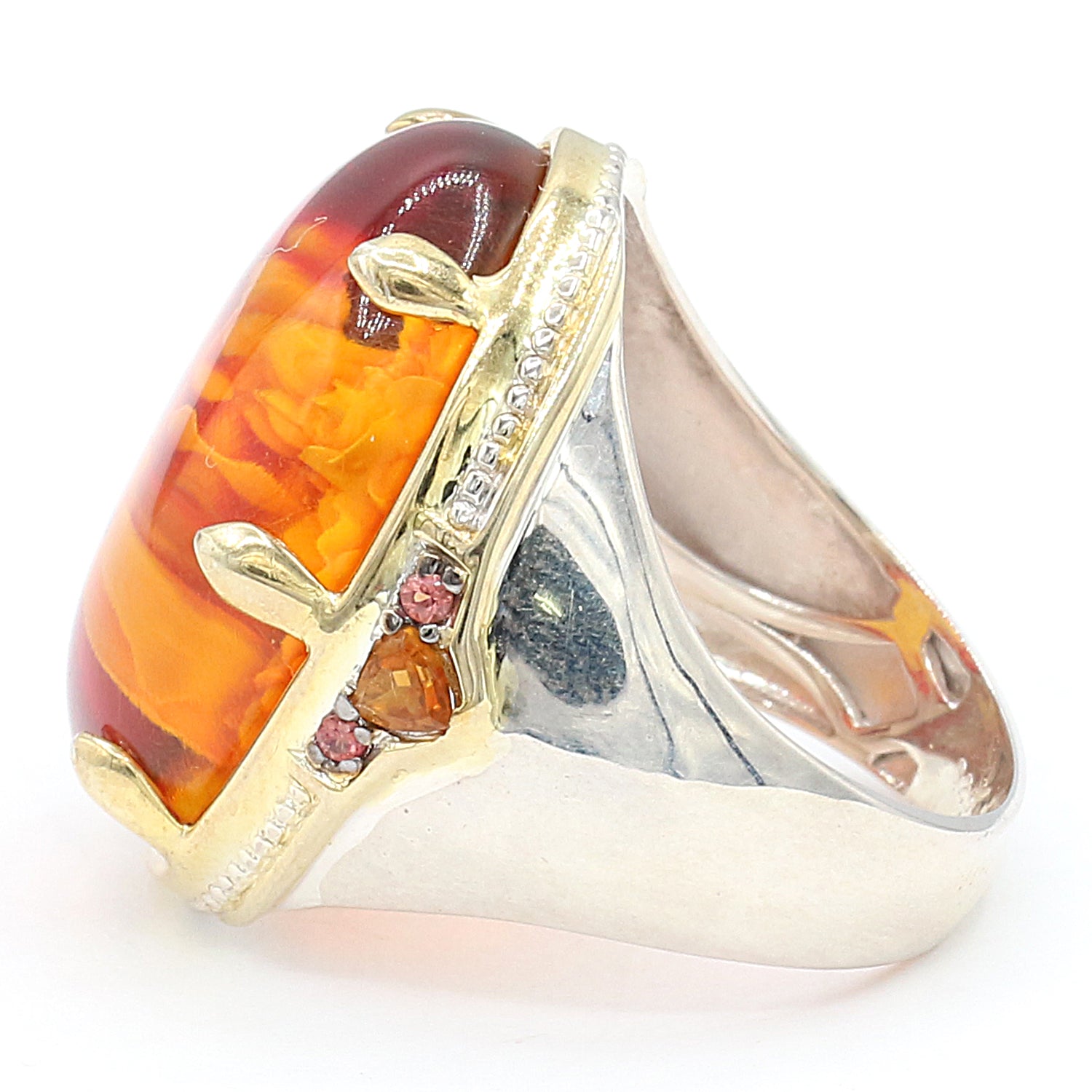 Gems en Vogue Amber Madeira Citrine & Orange Sapphire Lady with Flower Ring