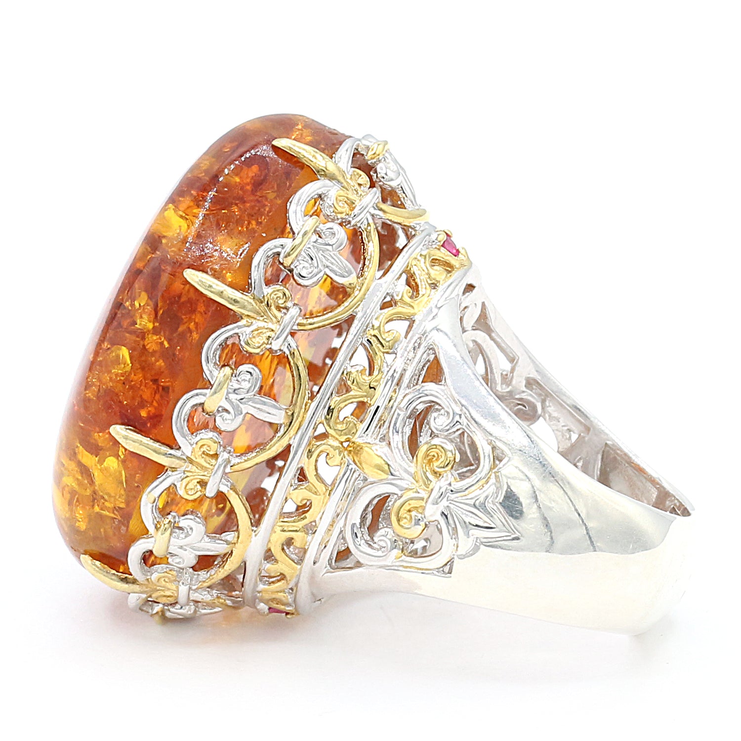 Gems en Vogue Oval Amber & Ruby Ring