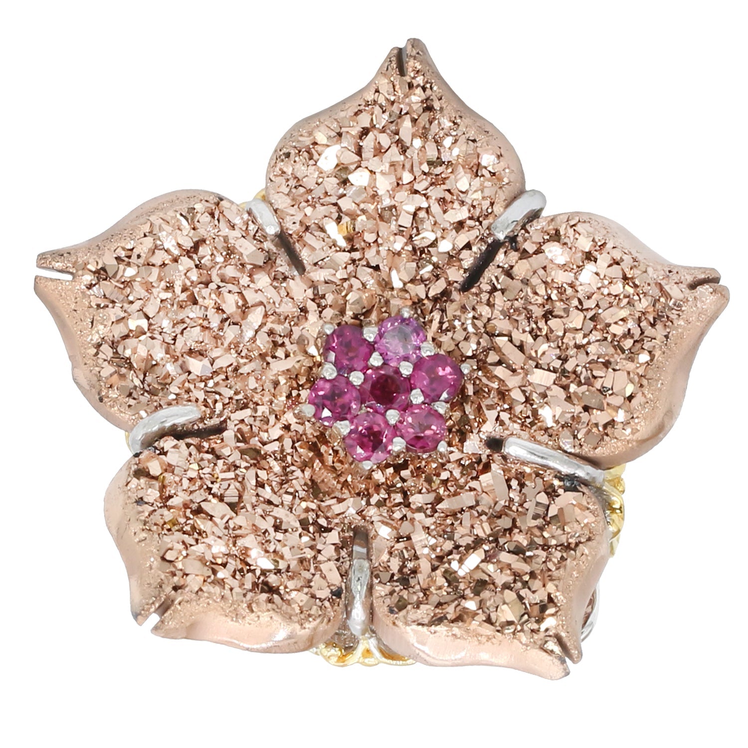 Gems en Vogue 25.29ctw Choice of Druzy and Gemstone 'Flower' Ring