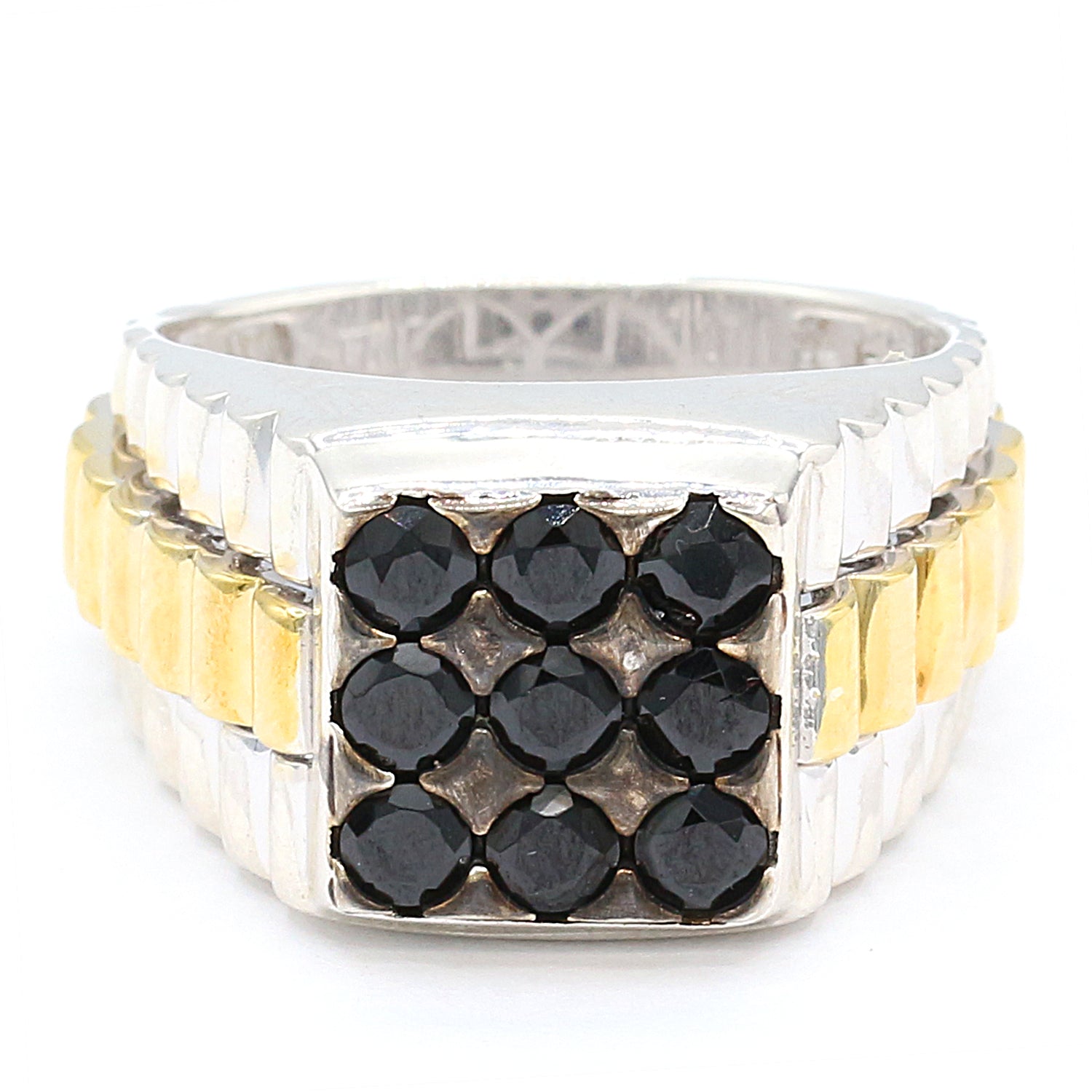 Gems en Vogue 1.98ctw Black Spinel Nine Stone Ring