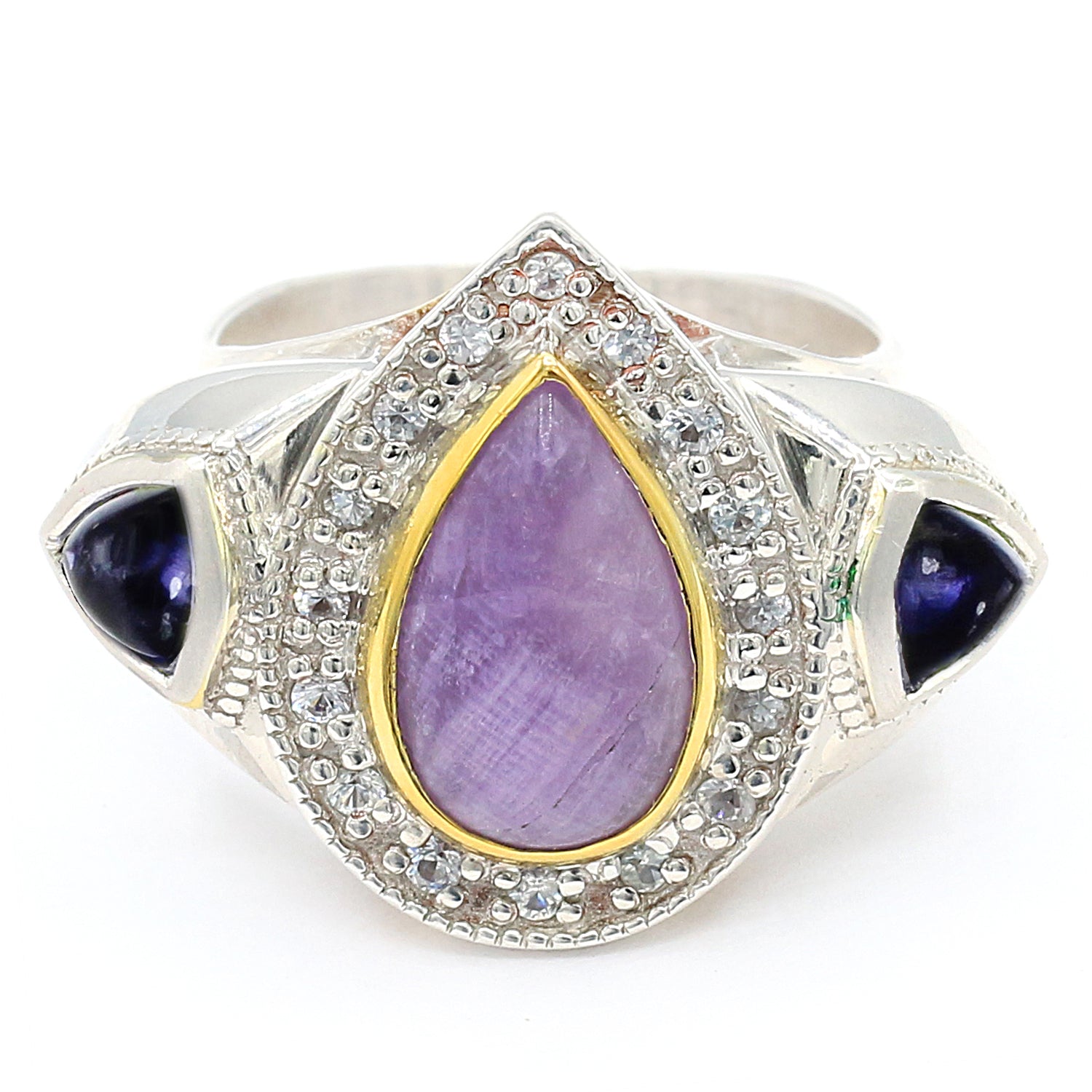 Bague Gems en Vogue améthyste, iolite et saphir blanc