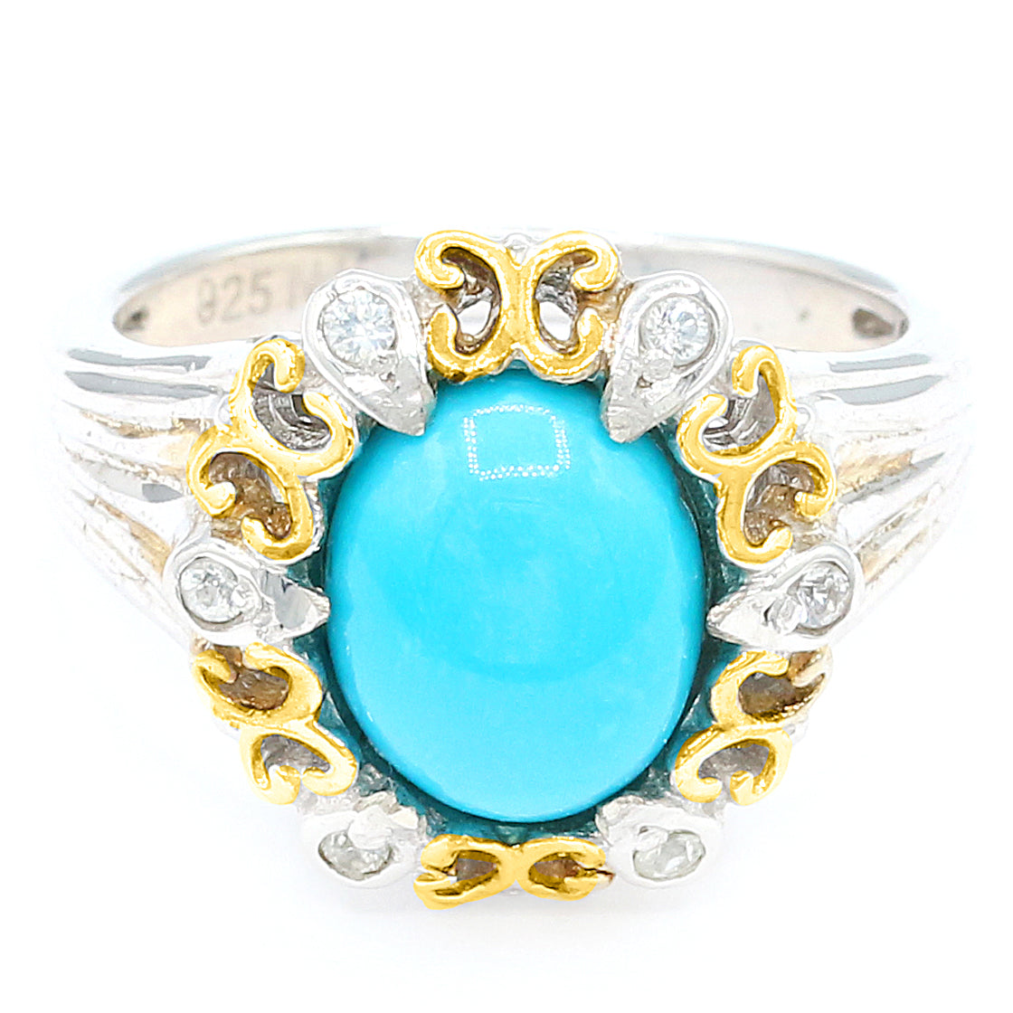 Gems en Vogue Sleeping Beauty Turquoise & White Sapphire Ring