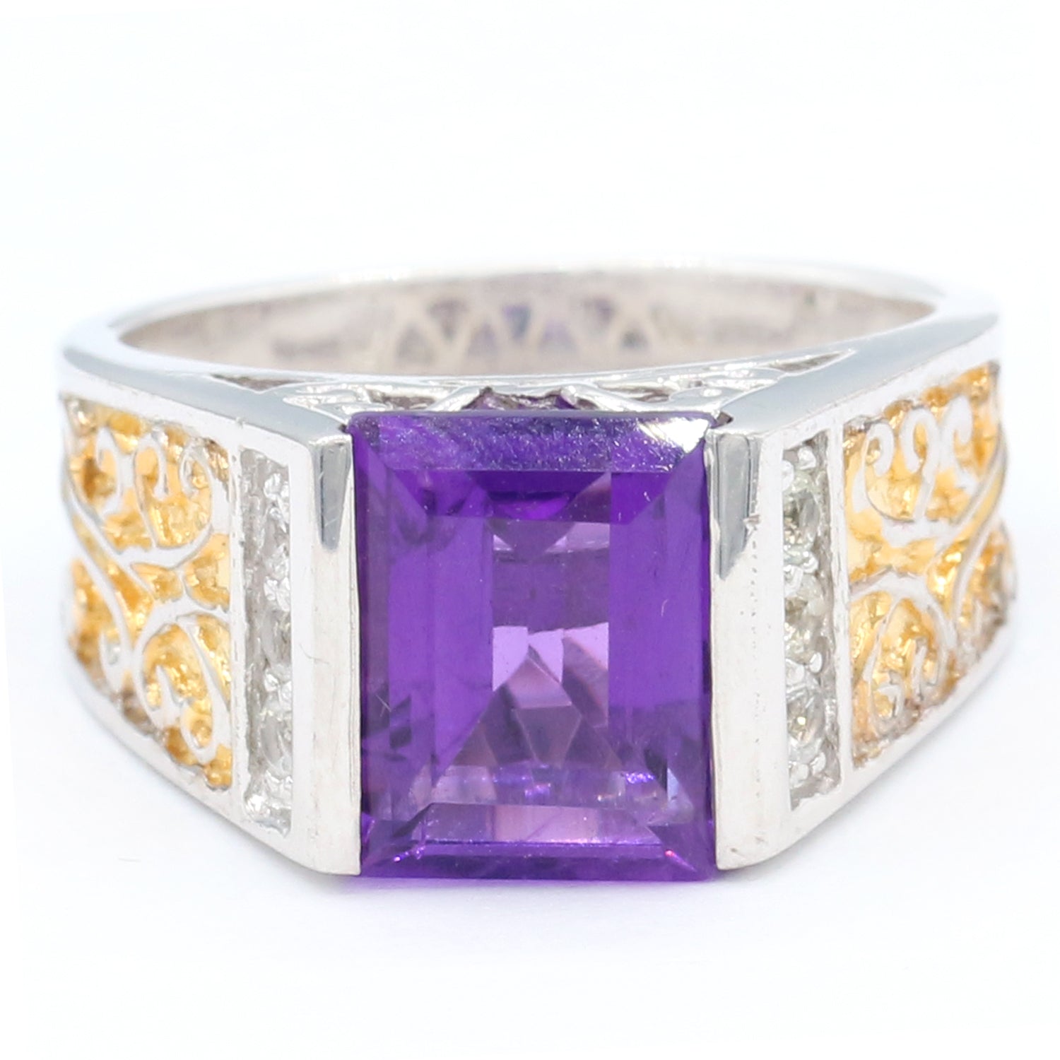 Gems en Vogue 3.74ctw Amethyst & White Sapphire Ring