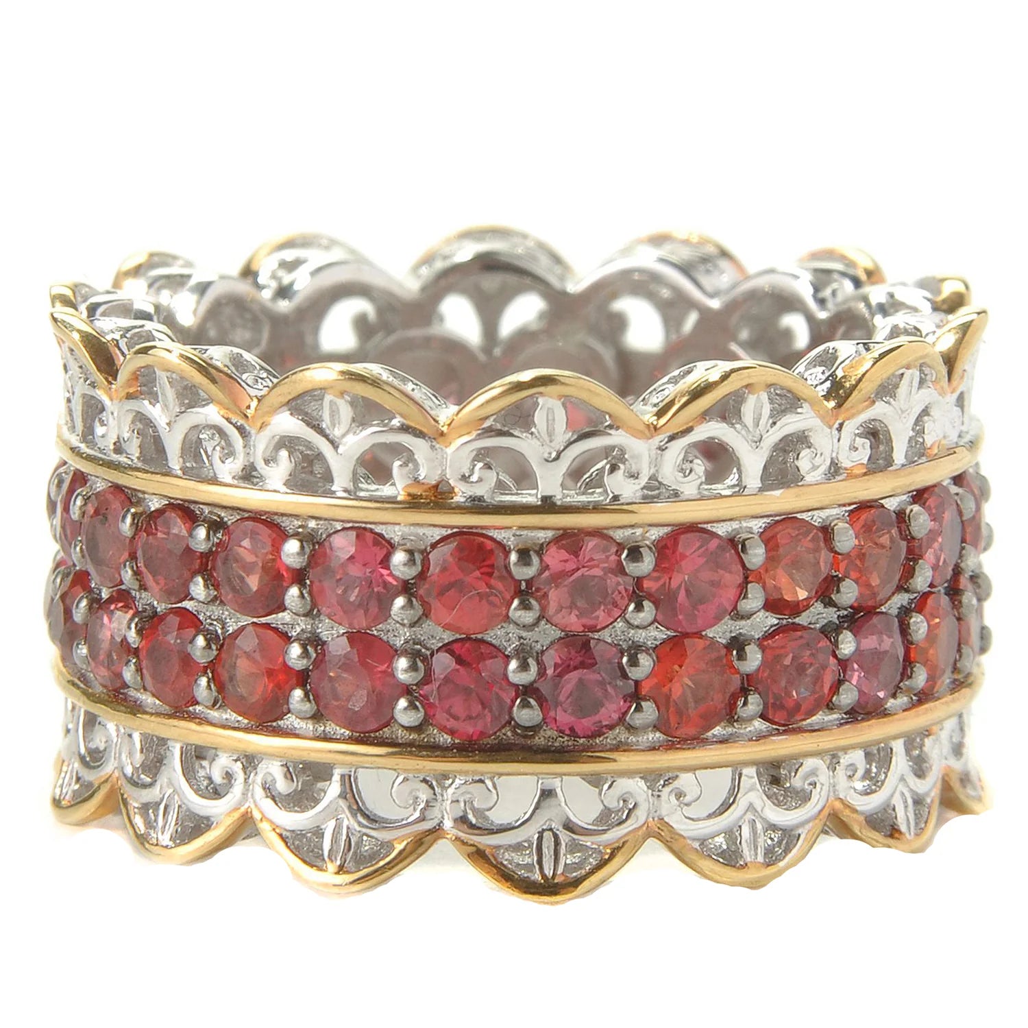 Gems en Vogue 4.16ctw Dark Orange Sapphire Band Eternity Ring