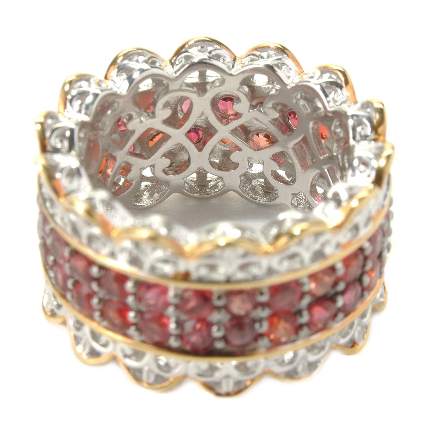 Gems en Vogue 4.16ctw Dark Orange Sapphire Band Eternity Ring