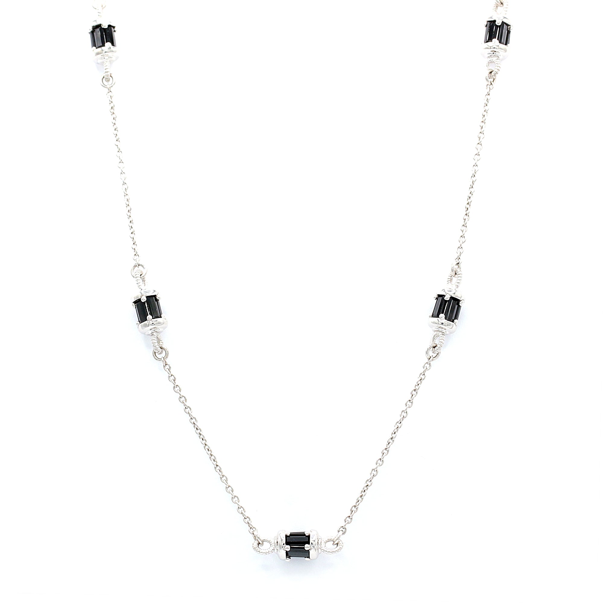 Gems en Vogue 5.00ctw Black Spinel Station Necklace