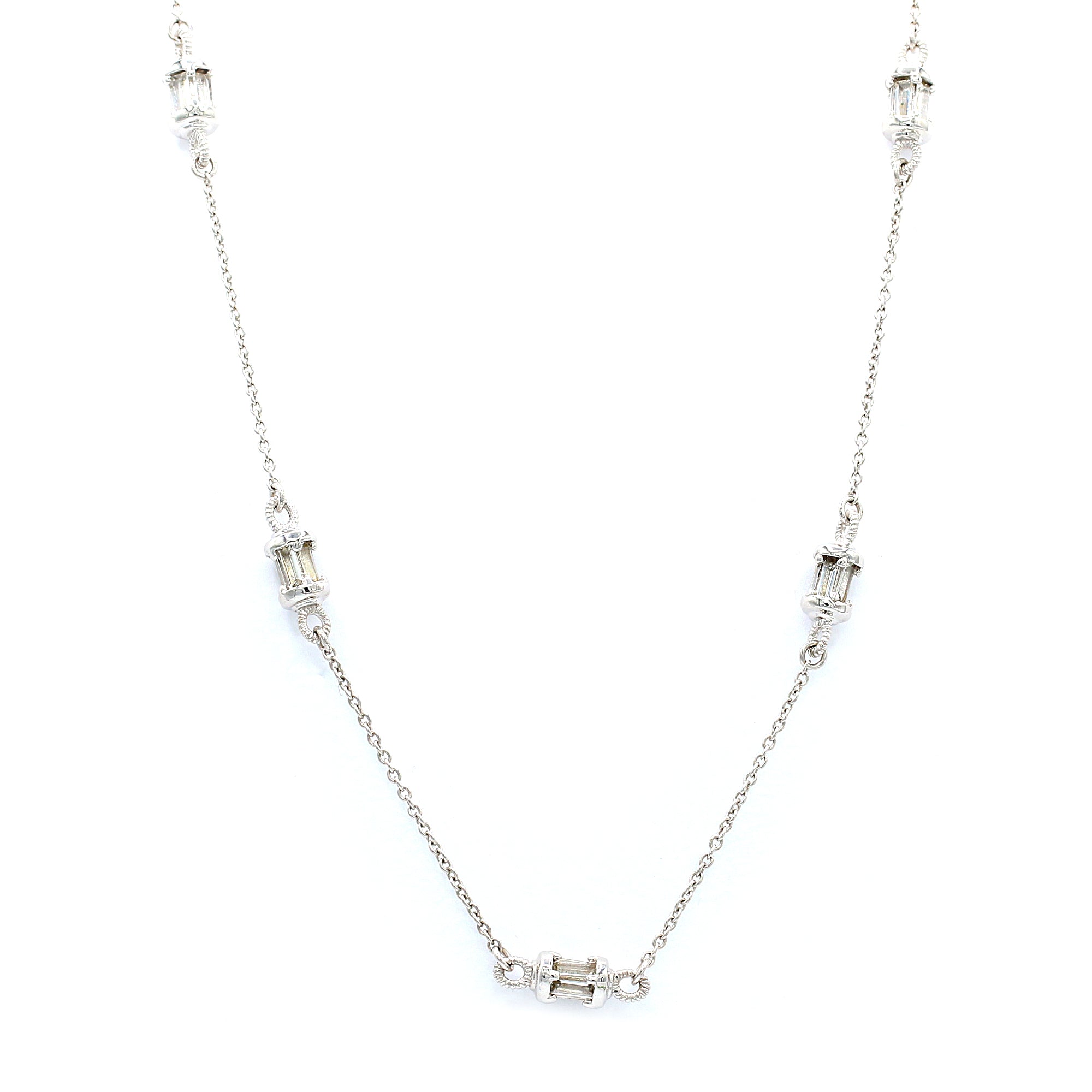 Gems en Vogue 3.75ctw White Topaz Station Necklace