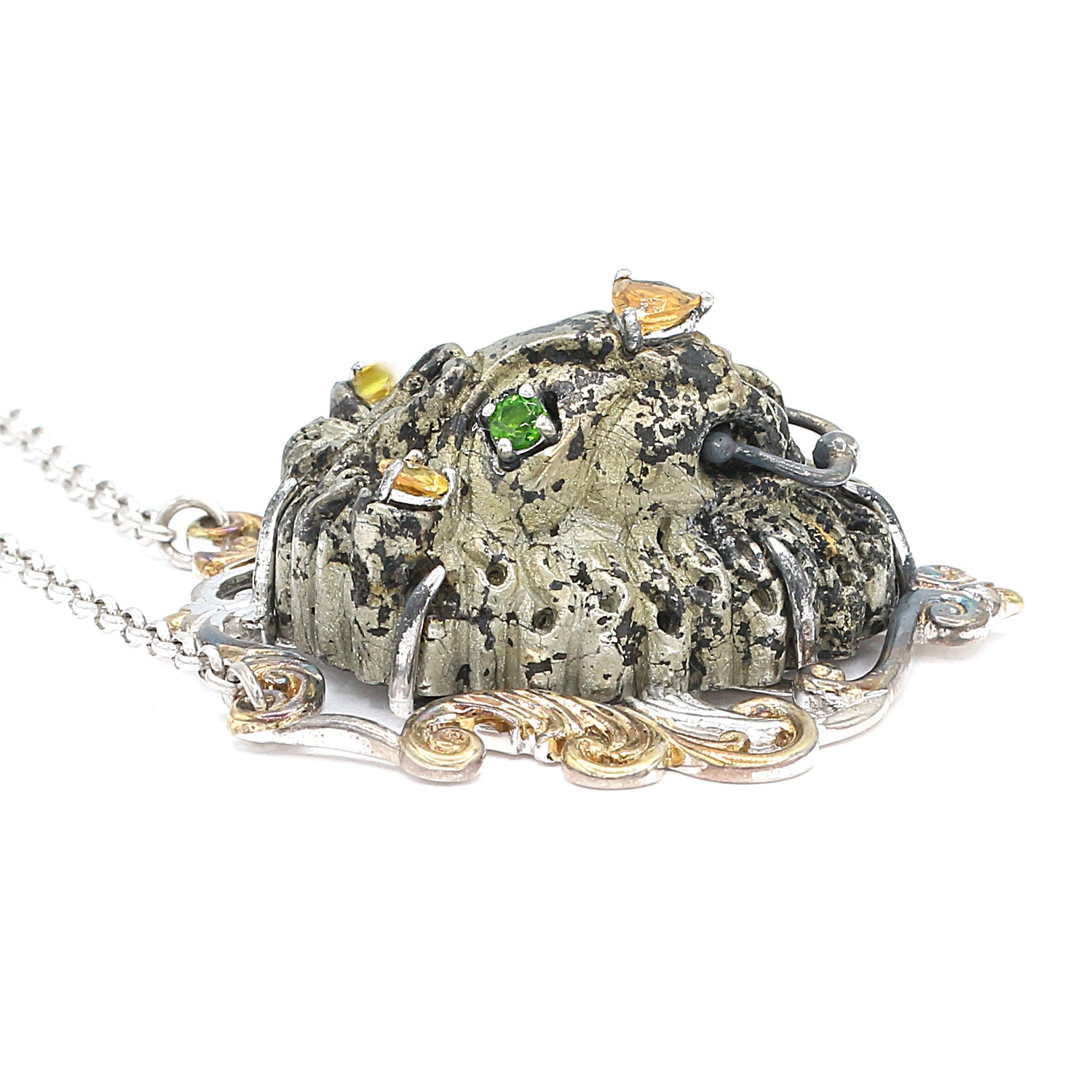 Gems en Vogue Pyrite & Multi Gemstones Lion Necklace