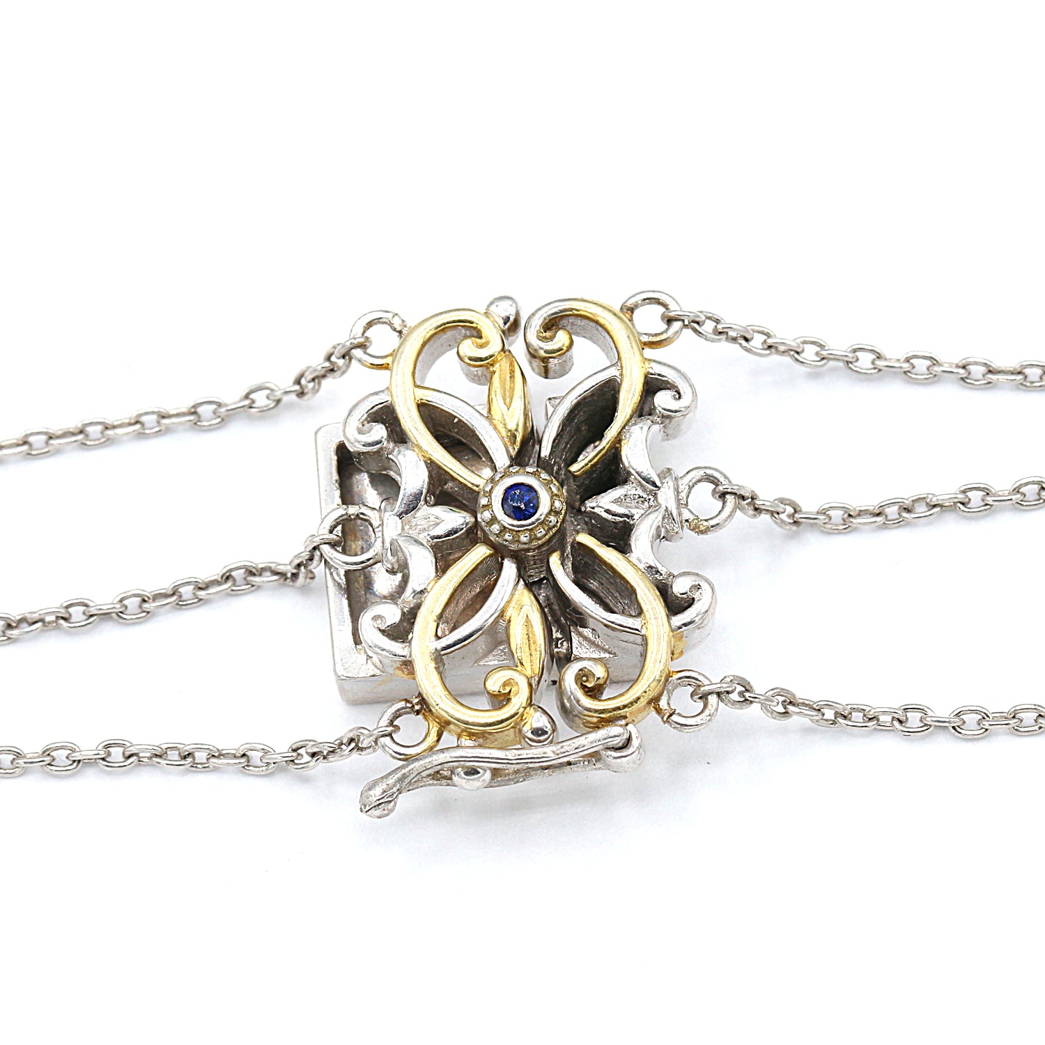 Gems en Vogue Lace Agate & Blue Sapphire Necklace