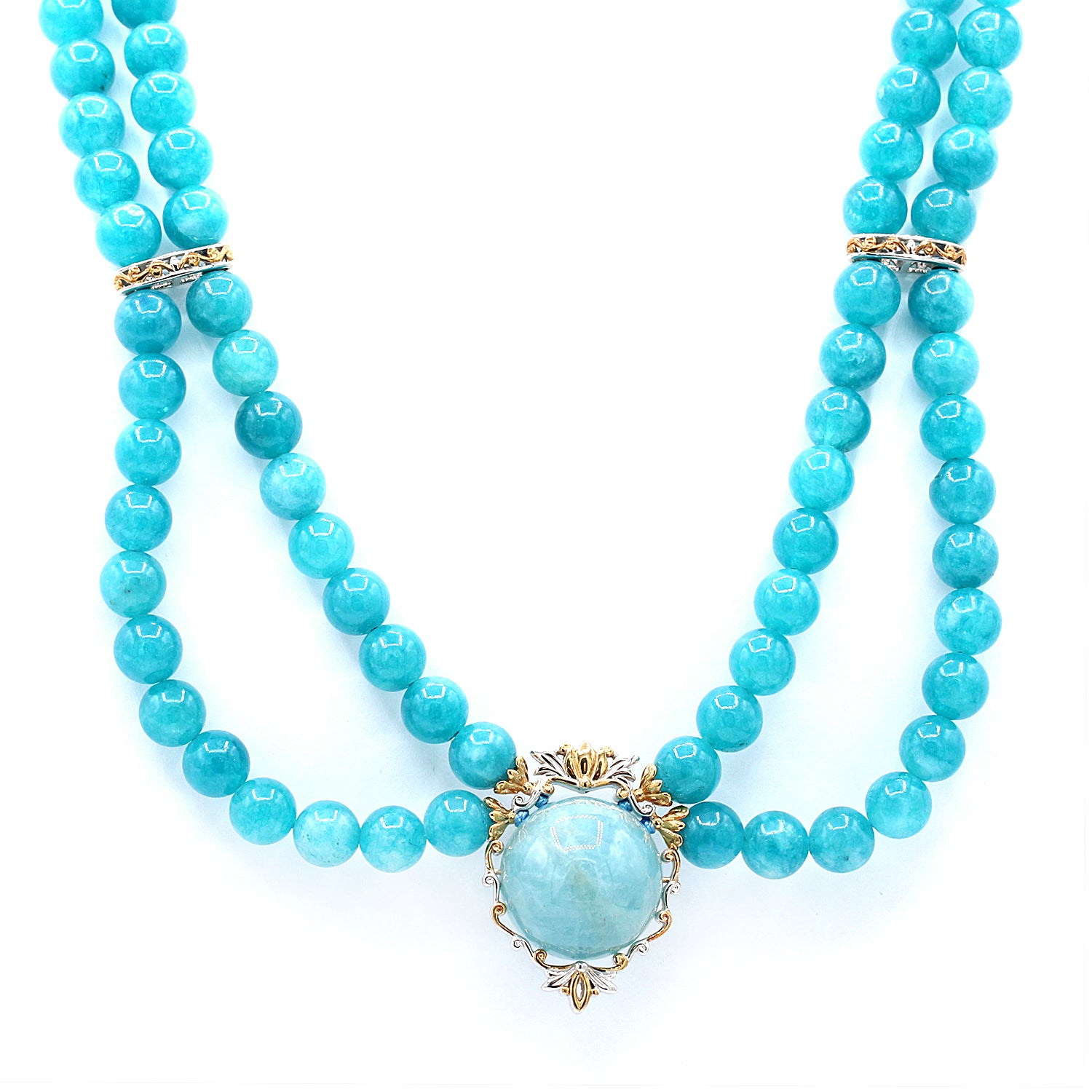 Gems en Vogue Milky Aquamarine Bead Toggle Necklace