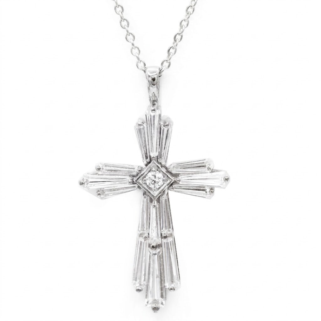 Signity Sterling Silver Choice of Color Cubic Zirconia Cross Pendant CHAIN NOT INCLUDED