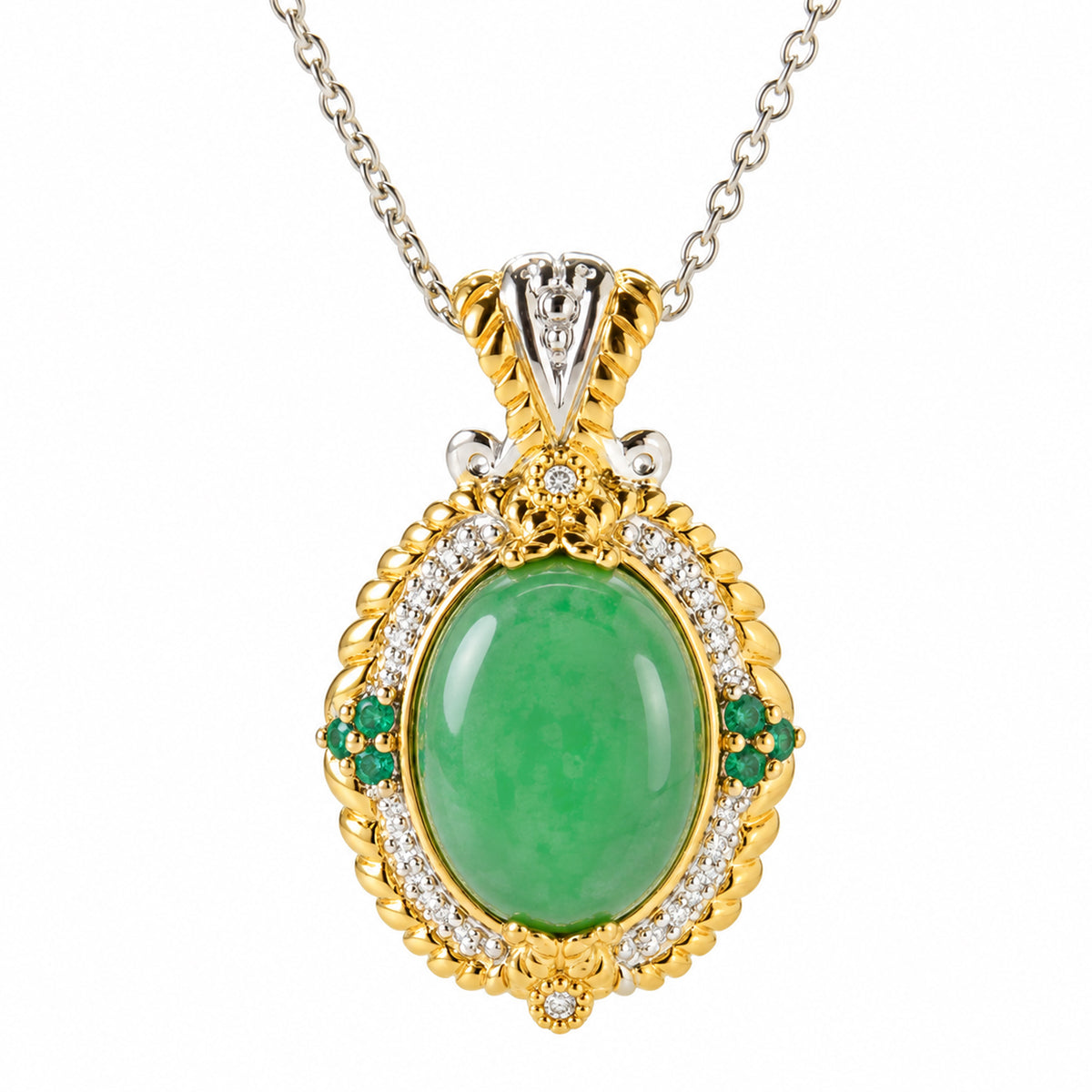 Pendentif Gems en Vogue en jade blanc et violet avec saphir rose