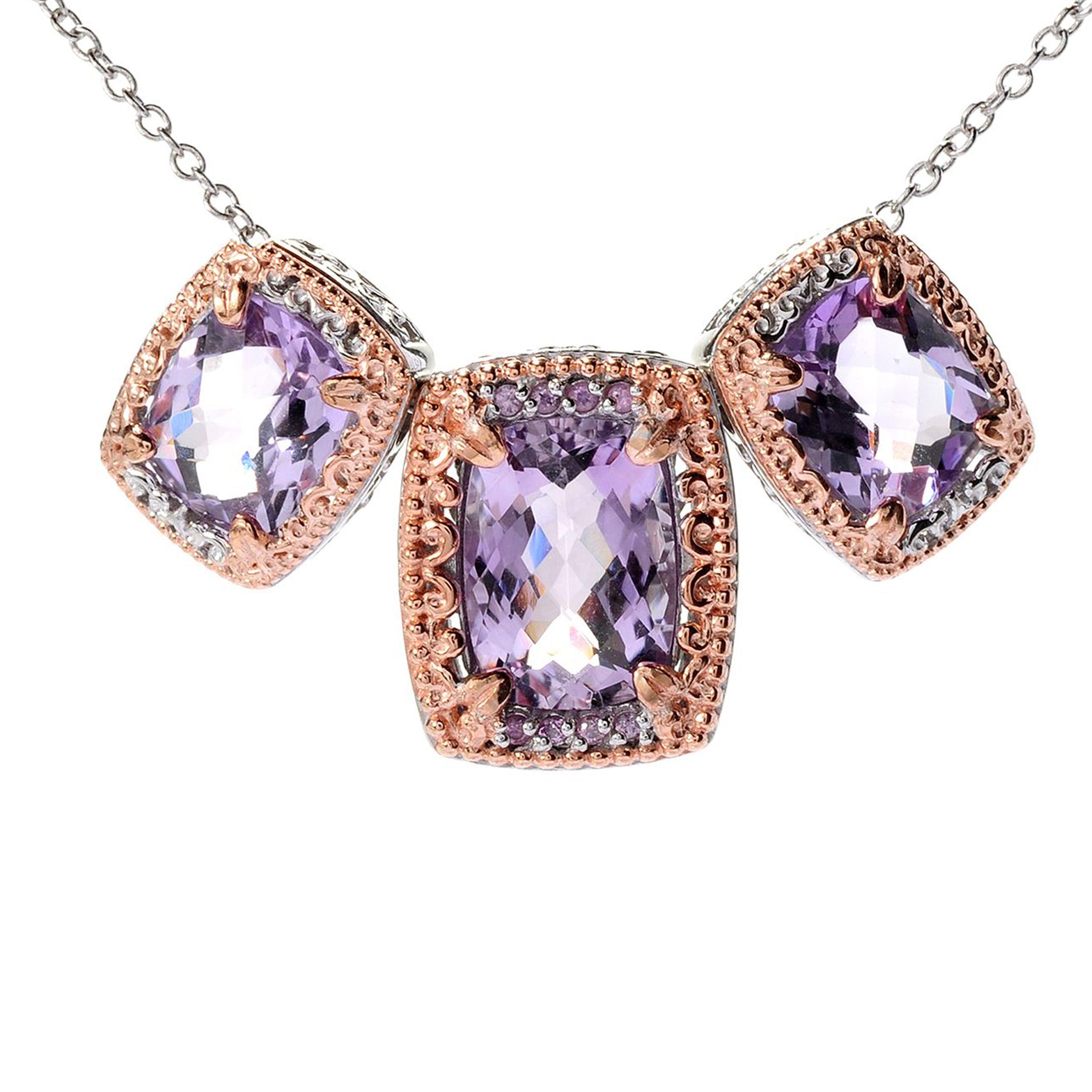 Gems en Vogue 15.89ctw Brazilian Amethyst & Pink Sapphire Pendant