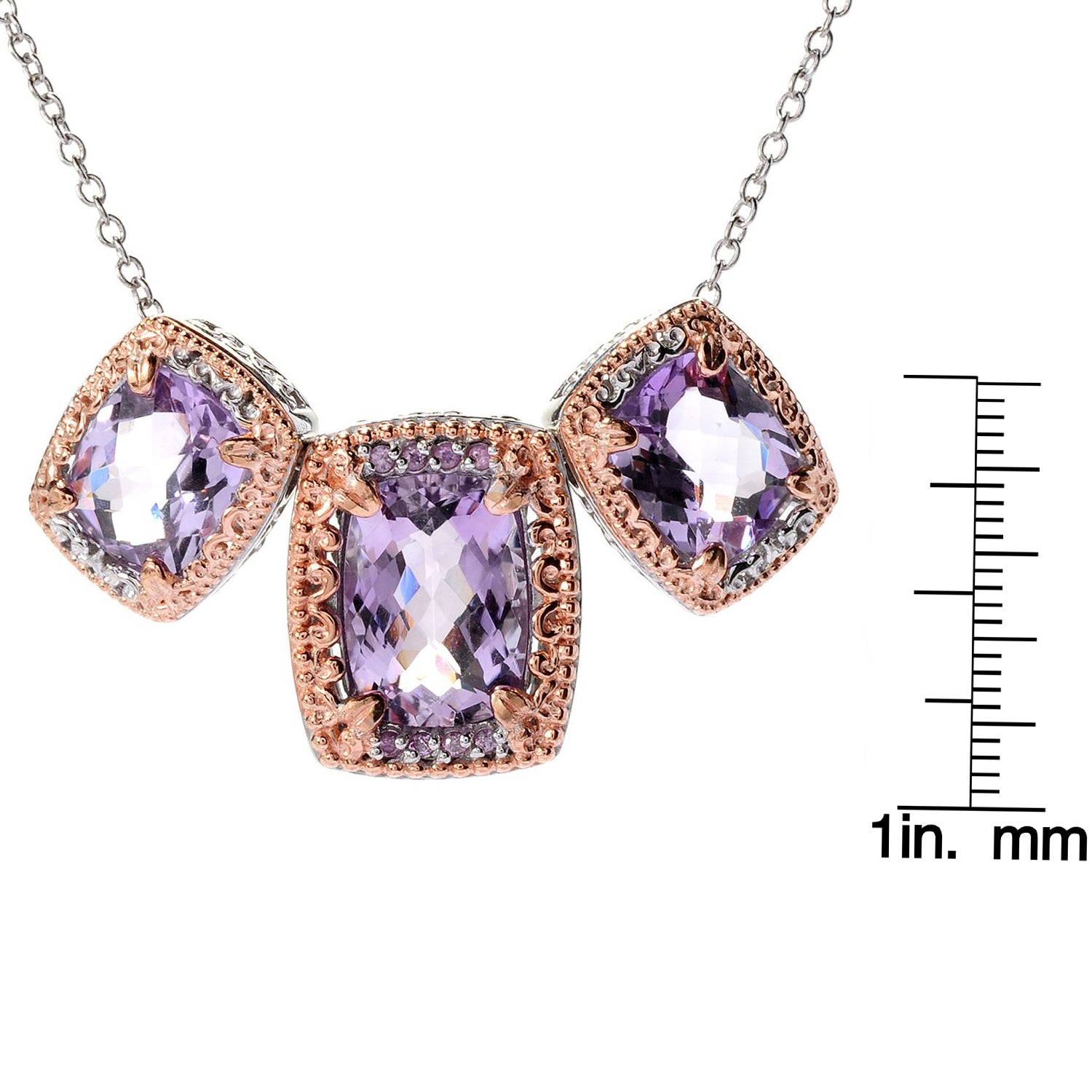 Gems en Vogue 15.89ctw Brazilian Amethyst & Pink Sapphire Pendant