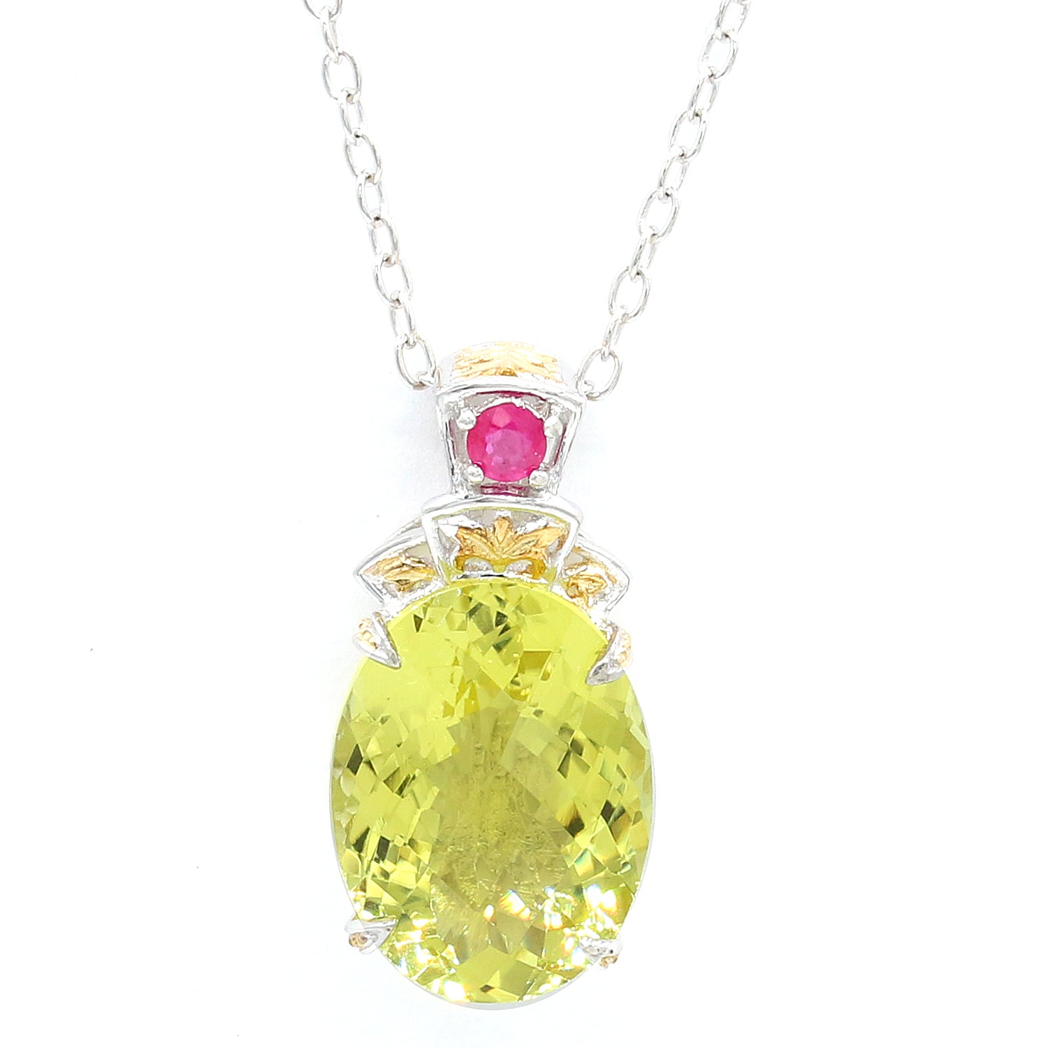 Gems en Vogue 8.65ctw Ouro Verde & Ruby Pendant